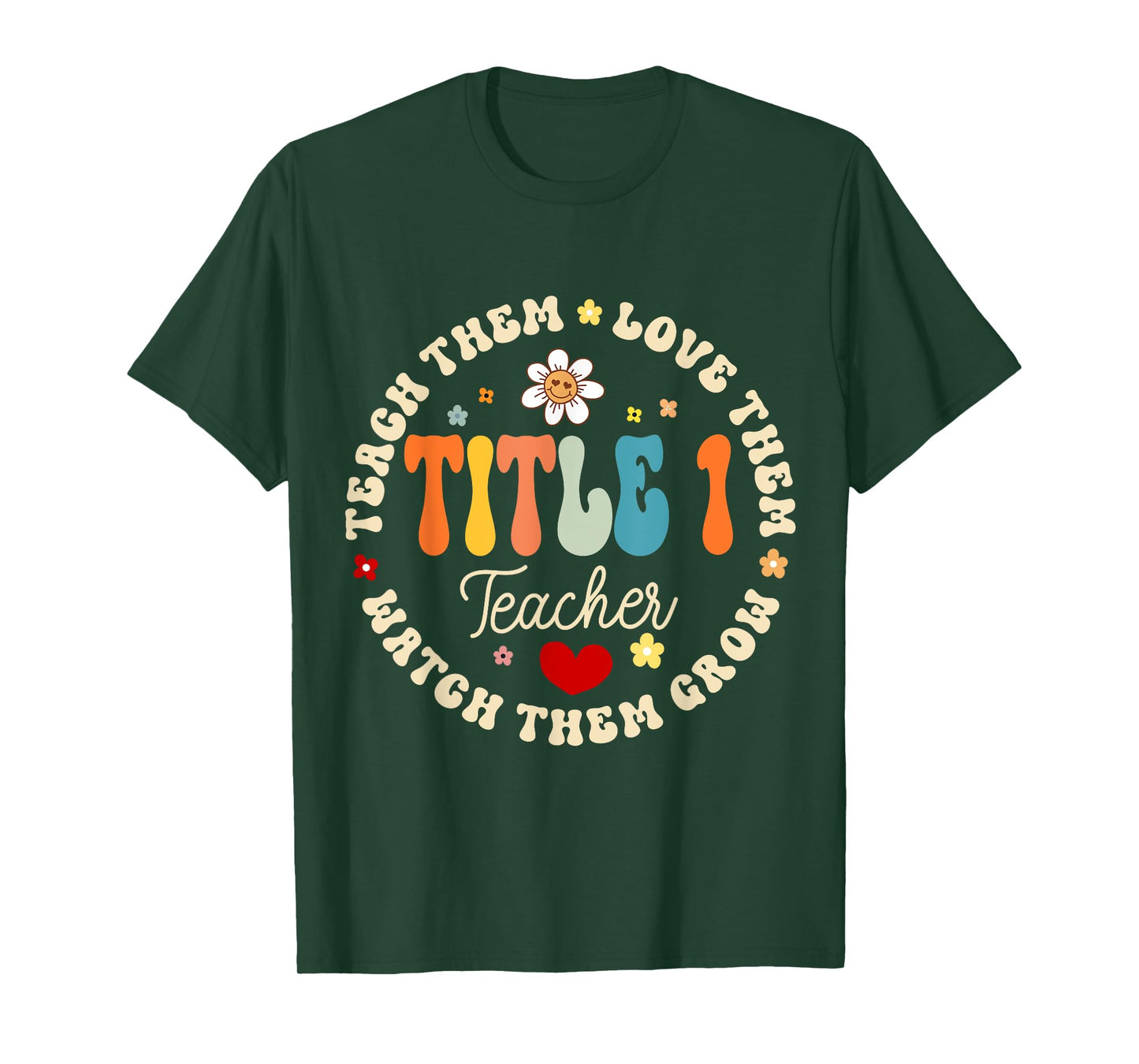 Groovy Title 1 teacher squad cute title 1 Reading Men Women Kids T-Shirt