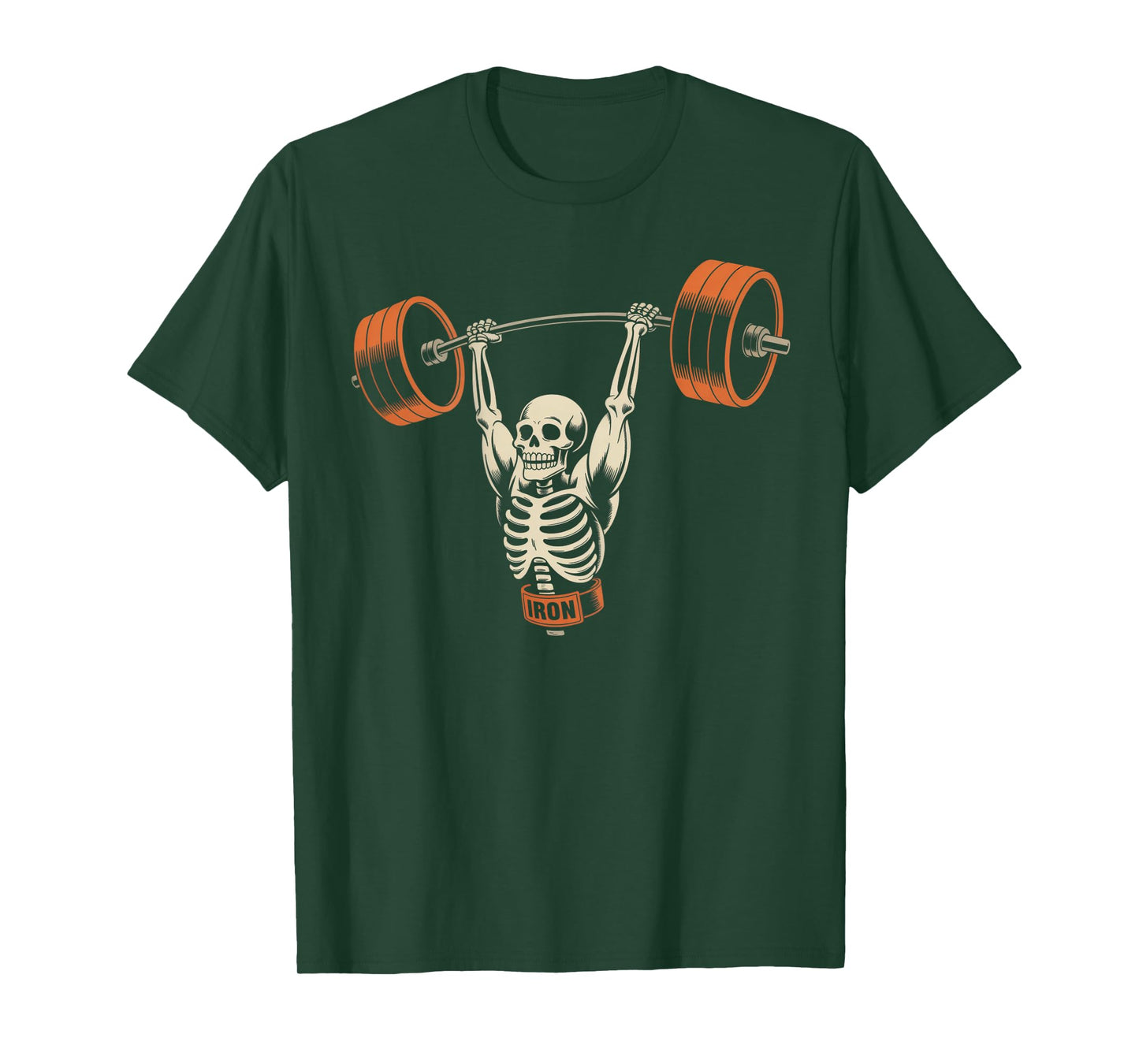 Funny Skeleton Images Skeleton Lifting Weights Too Backprint T-Shirt