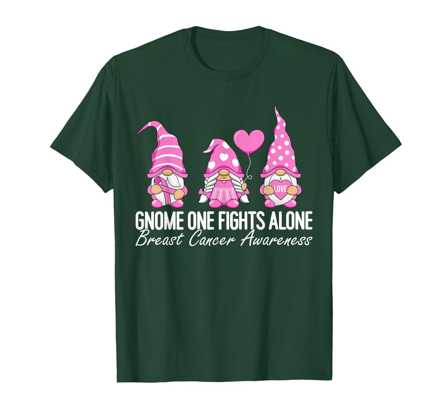 Breast Cancer Awareness Gnomes I Wear Pink Ribbon Support T-Shirt