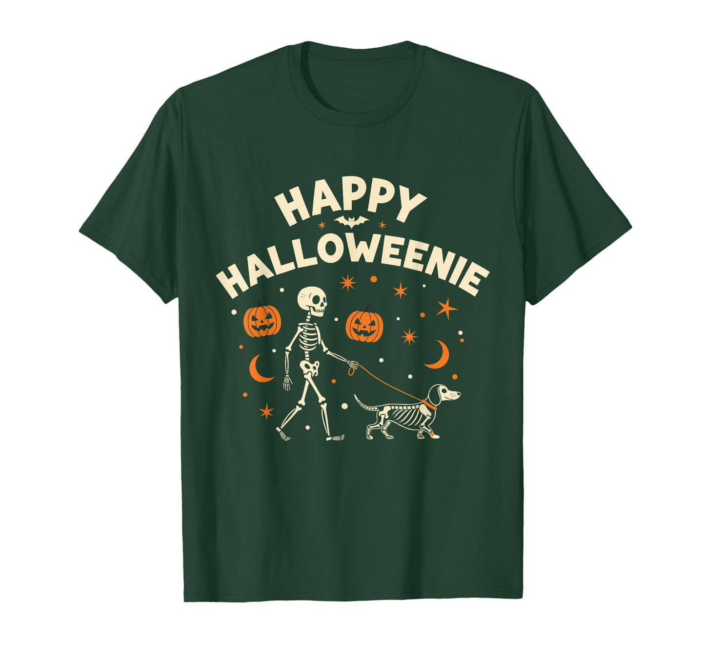 Happy Halloweenie Funny Halloween Skeleton Dachshund Dog T-Shirt