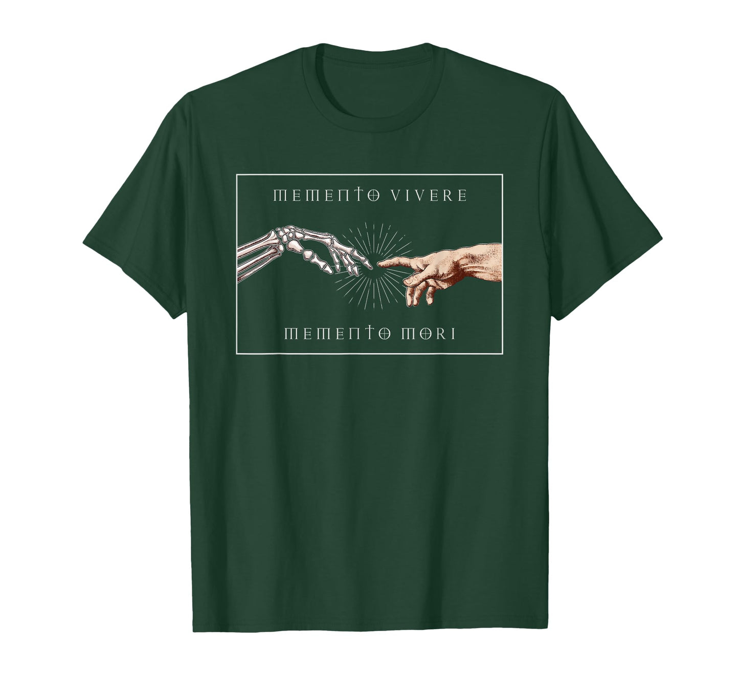 Memento Mori & Vivere - Skeleton Hand Creation of Adam T-Shirt
