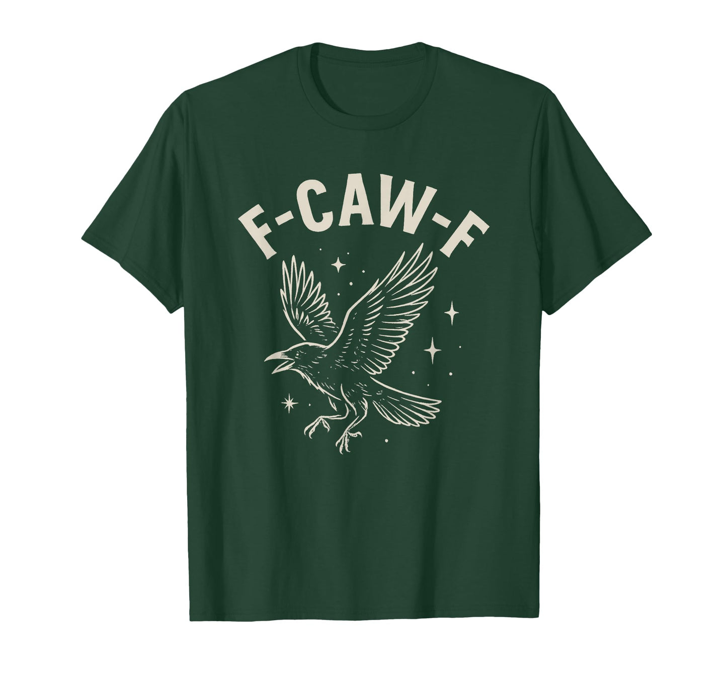 Black Crow F-Caw-F Funny Halloween Moon Gothic Adult Humor T-Shirt