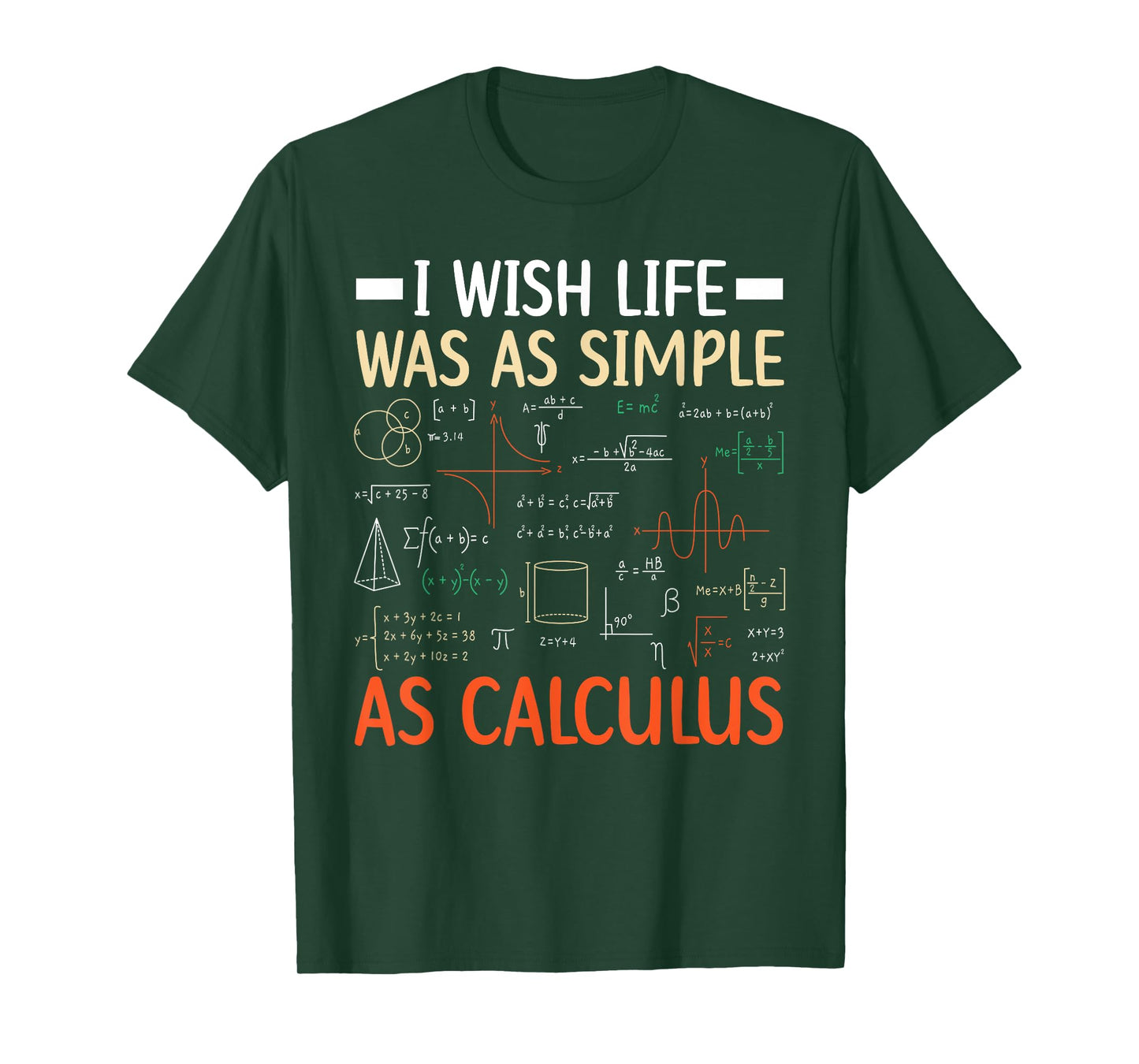 I Wish Life Was As Simple As Calculus Math Teacher Men Women T-Shirt