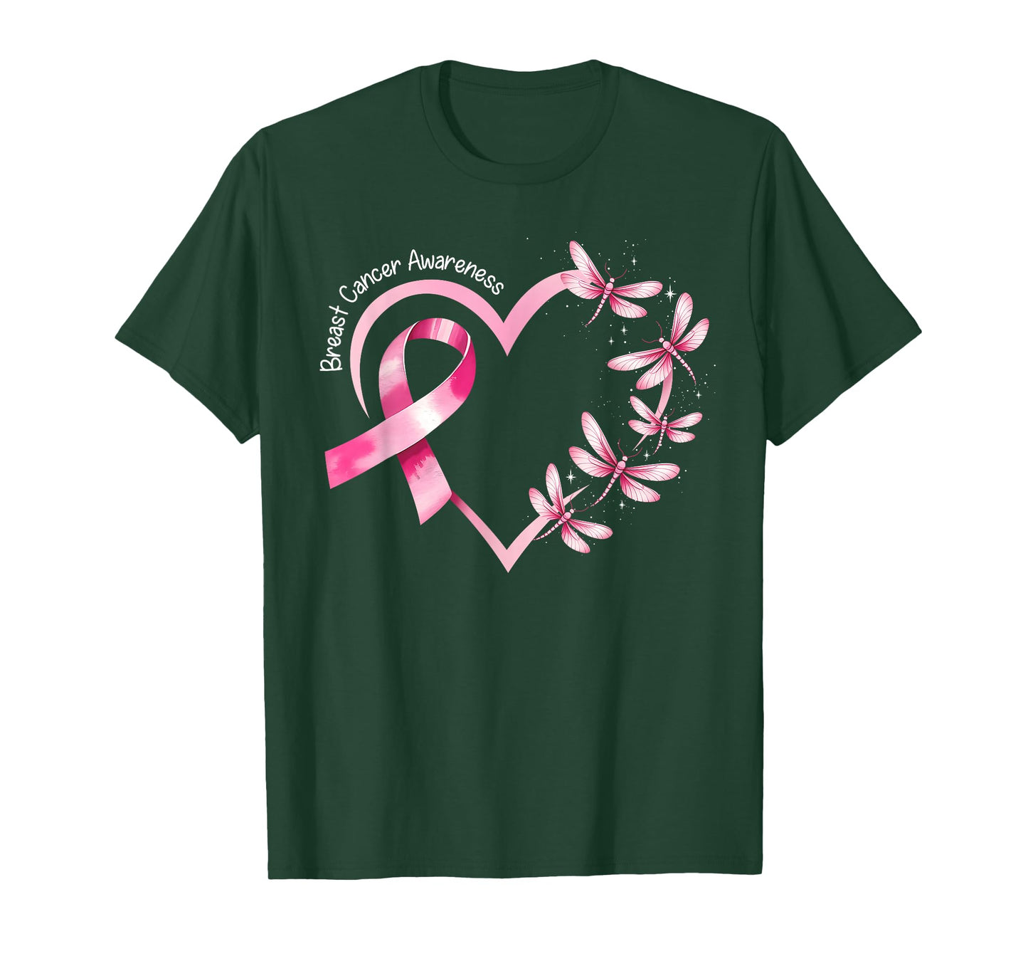 Breast Cancer Awareness Dragonflies Pink Ribbon Womens T-Shirt