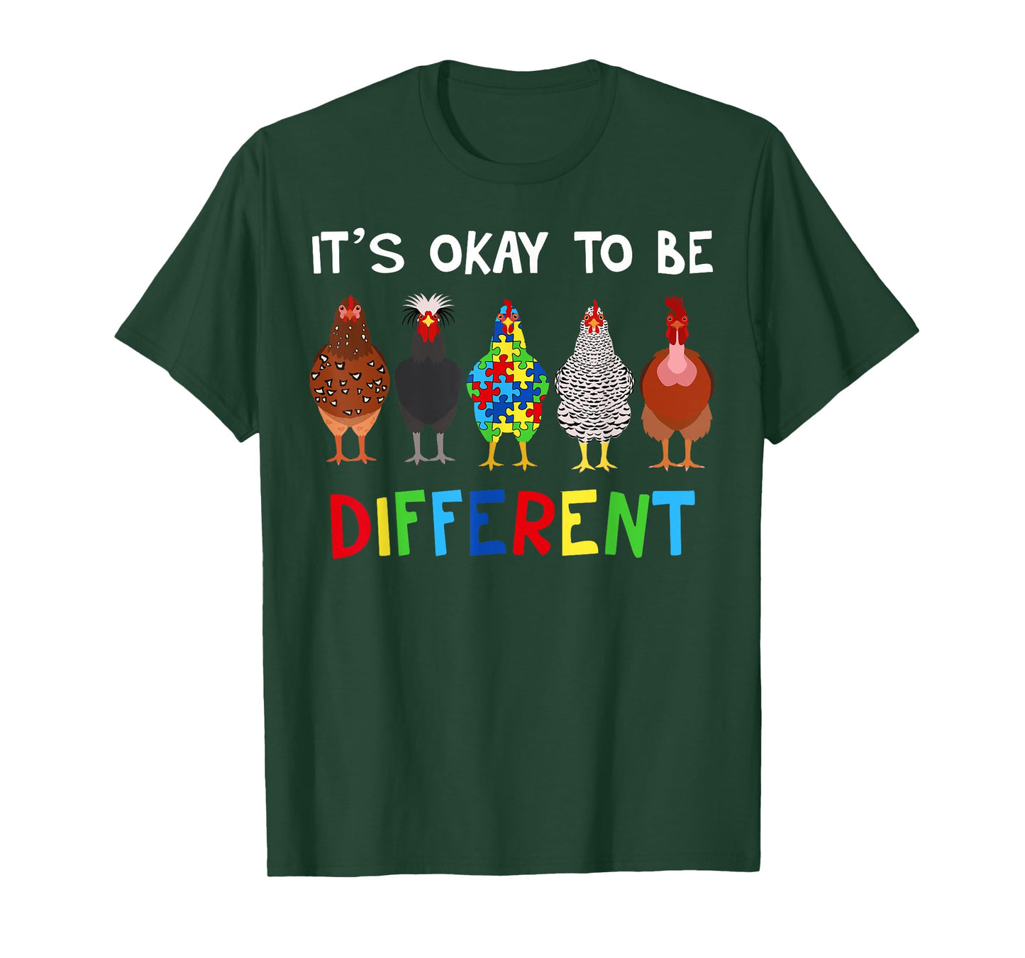It's OK To Be Different Cute Puzzle Chicken Autism Awareness T-Shirt
