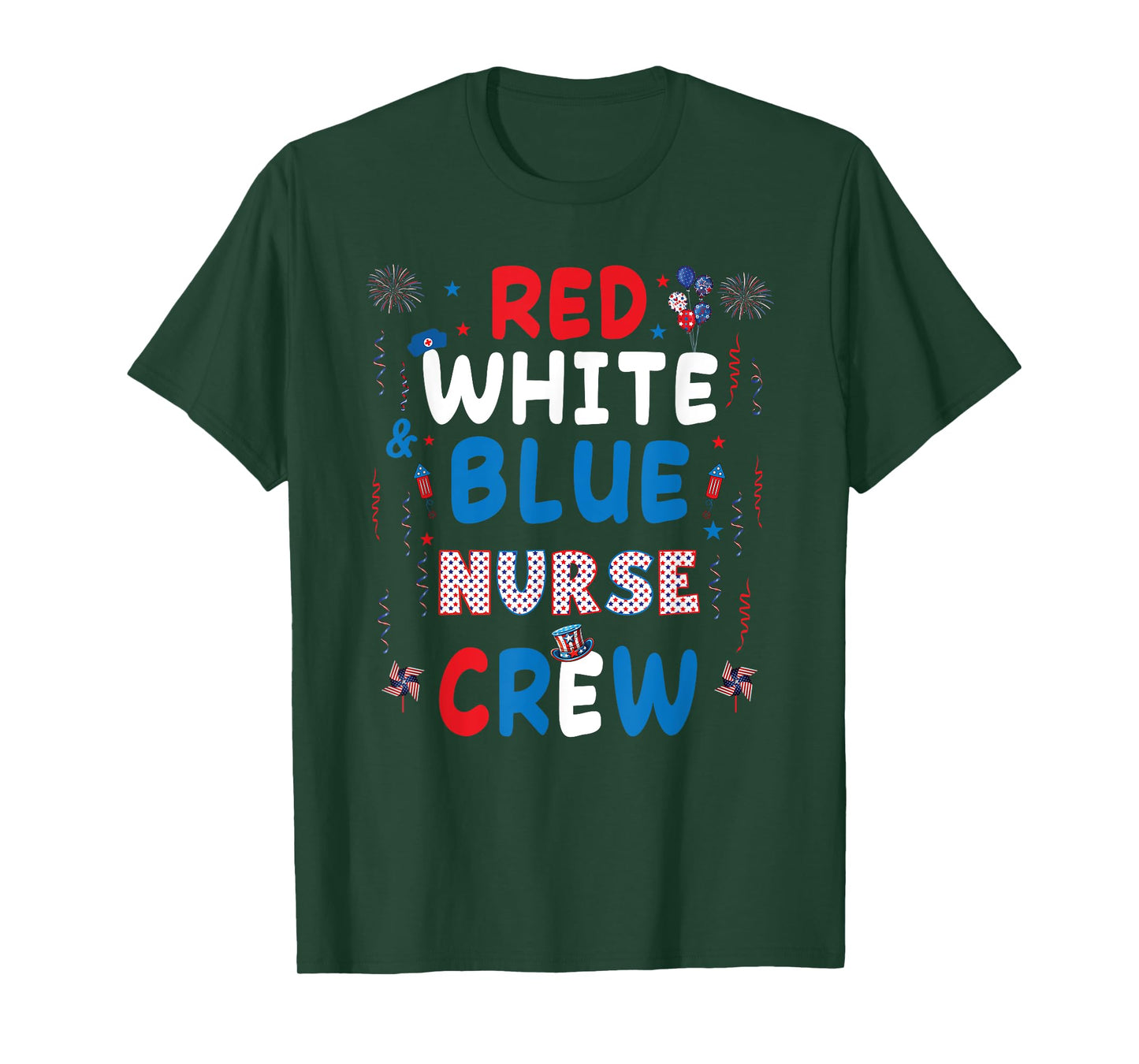 Red White And Blue Nurse Crew 4th Of July Women Men T-Shirt