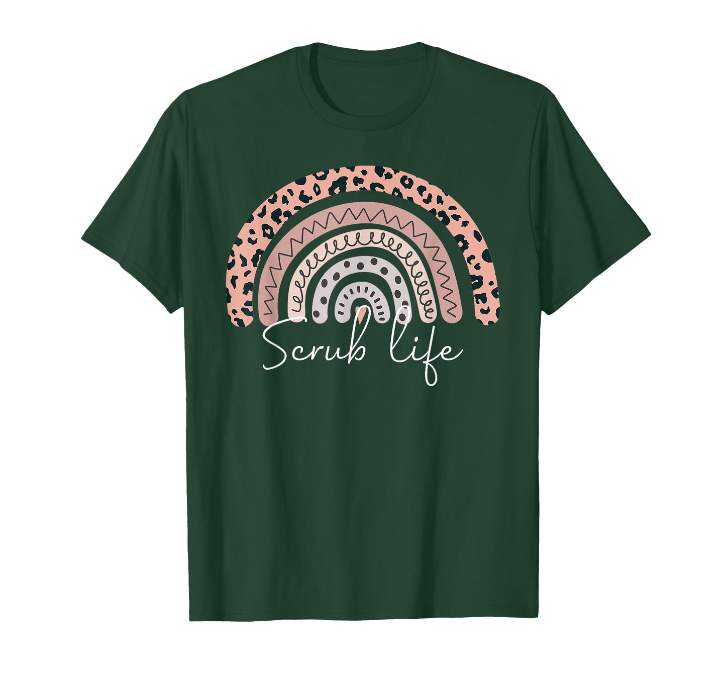 Scrub Life Nurse CMA CNA RN Leopard Rainbow Nursing T-Shirt