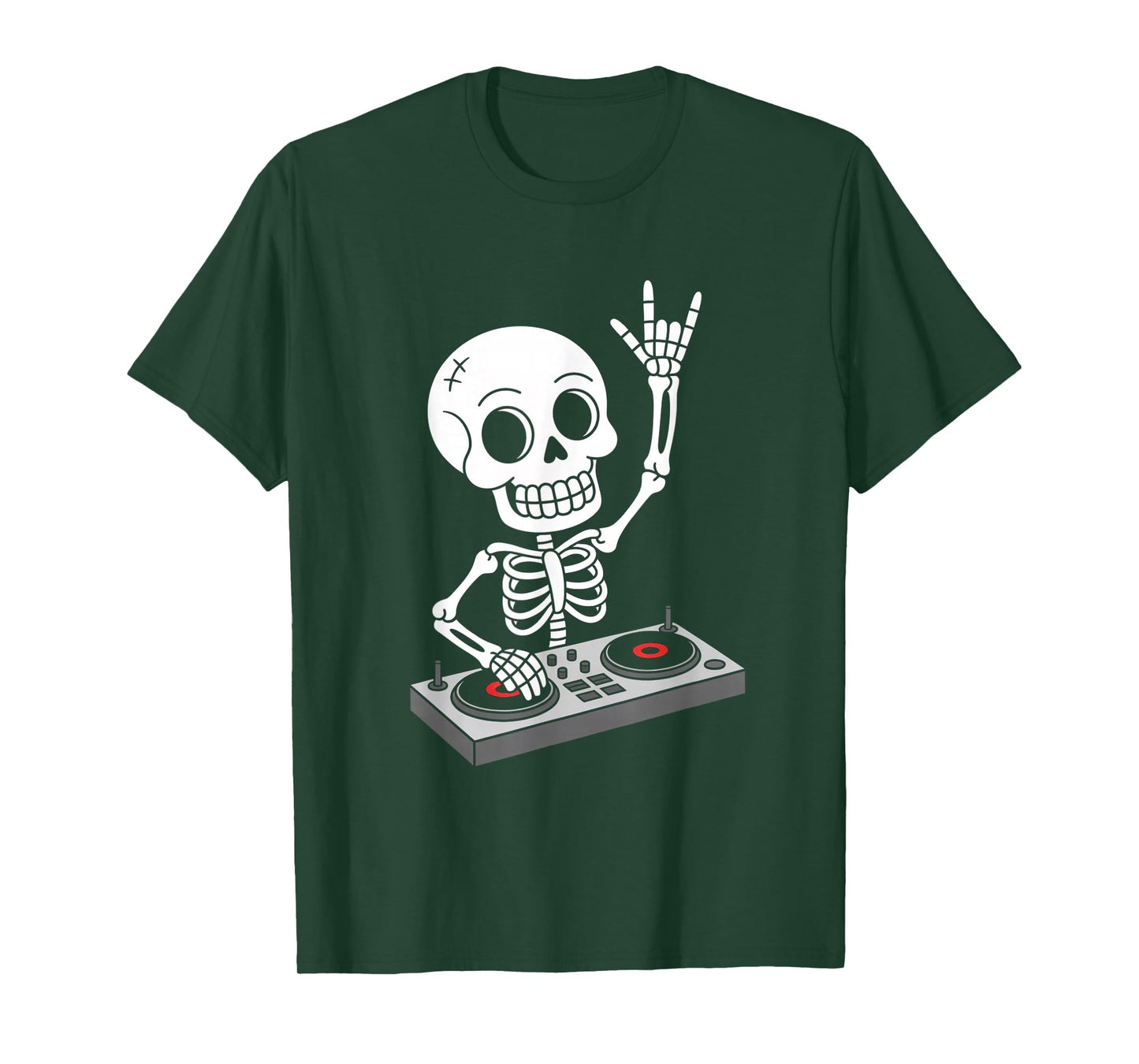 Skeleton DJ on Turntables EDM Synthesizer Rave Music Ghost T-Shirt