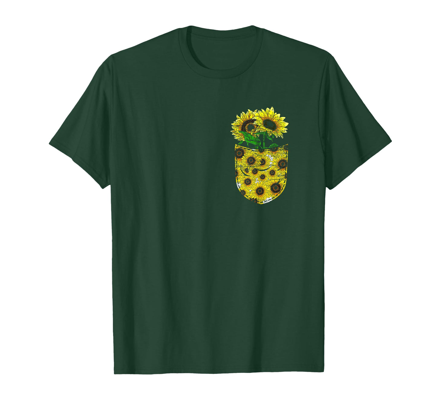Blossom Yellow Flower Florist Floral Cute Pocket Sunflower T-Shirt