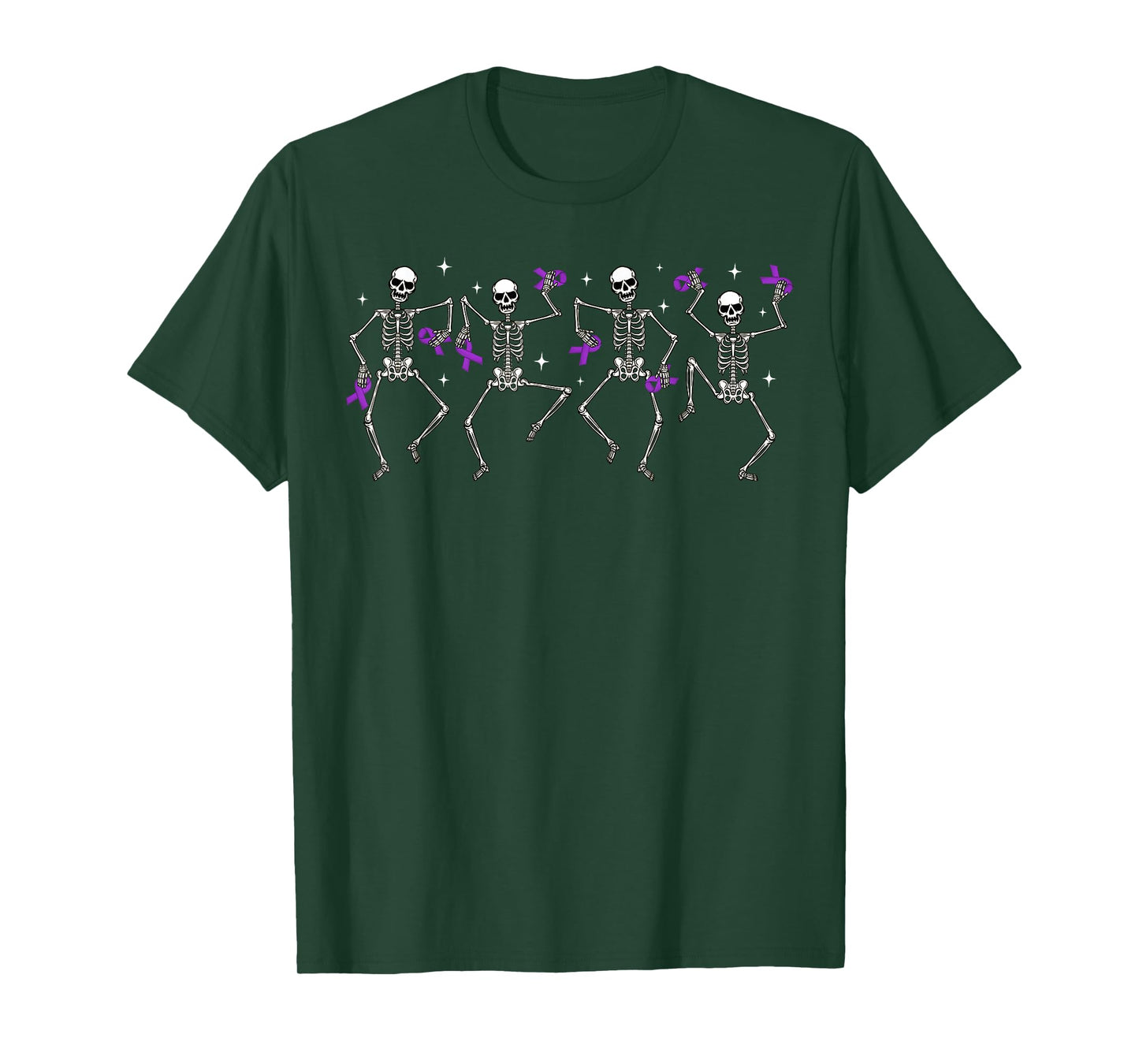 Domestic Violence Awareness Month Skeletons Purple Ribbon T-Shirt