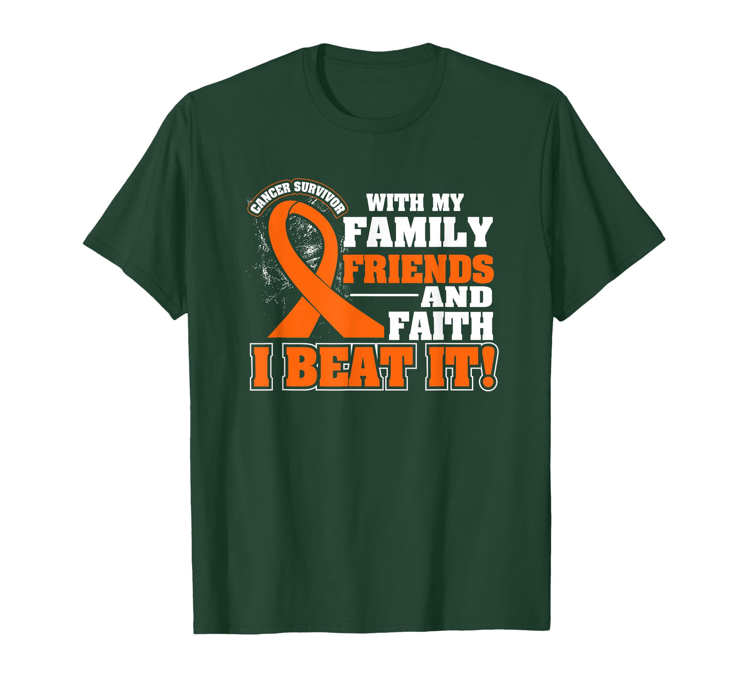 Family Faith I Beat It Leukemia Cancer Awareness Ribbon T-Shirt