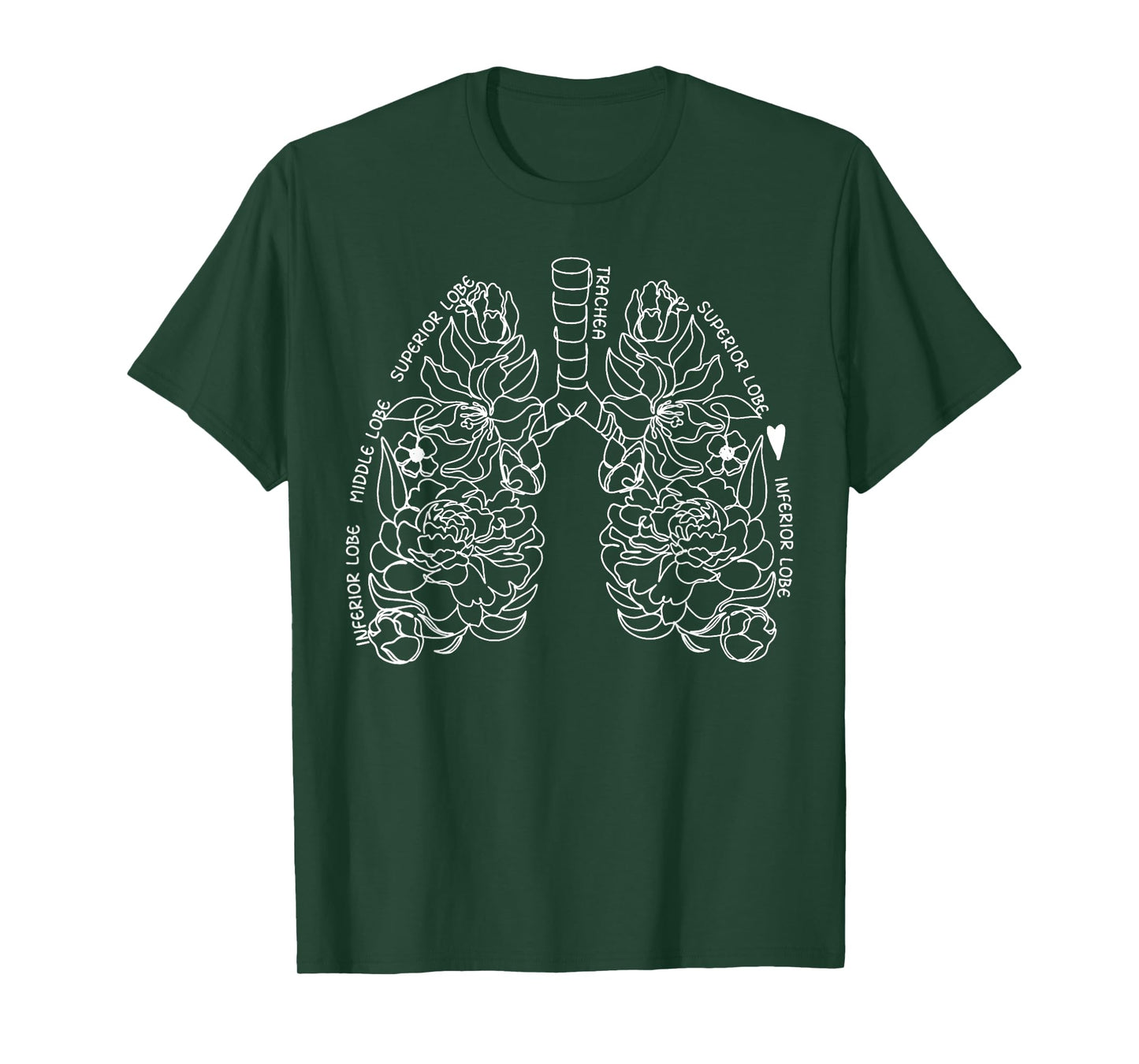 Anatomy Floral Drawing Respiratory Lungs Map Science And Art T-Shirt