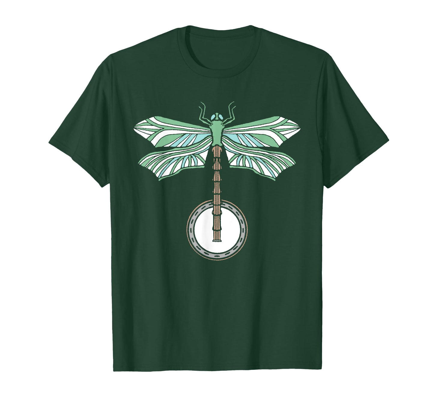Banjo Dragonfly Artistic Illustration Vintage Retro Graphic T-Shirt