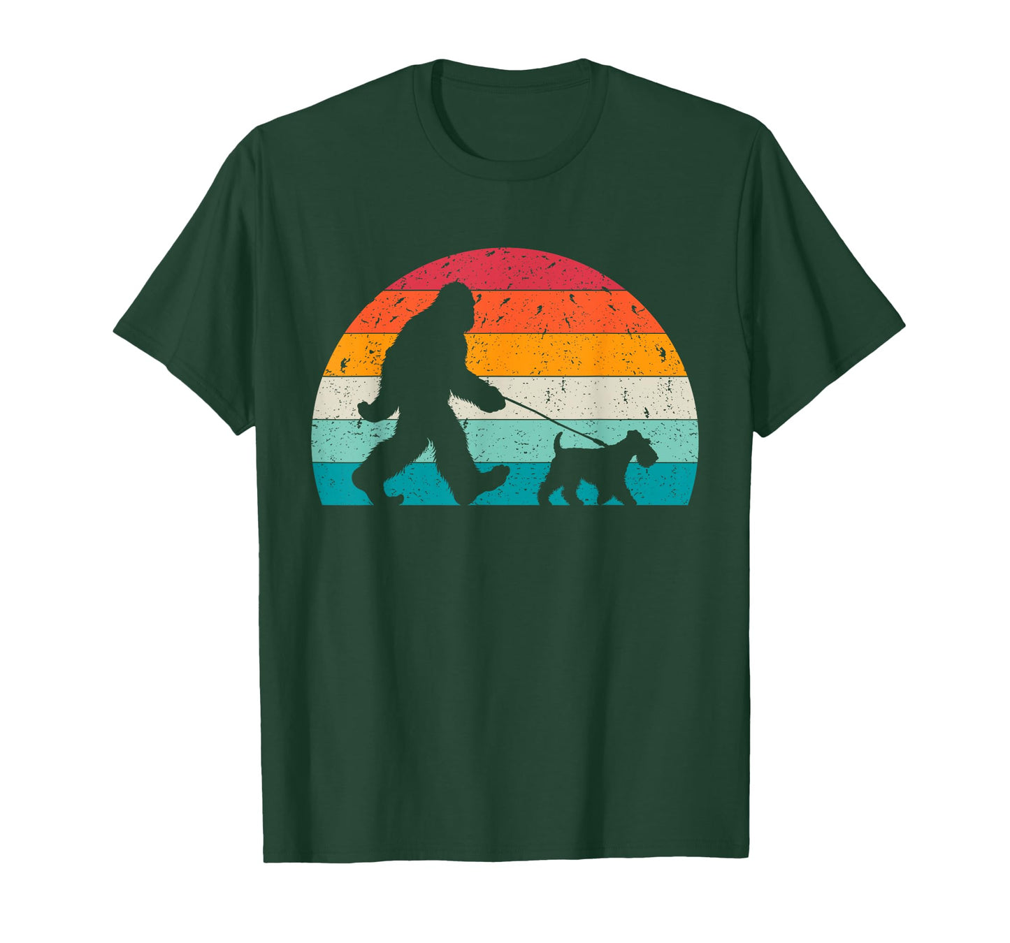 Bigfoot Walking a Dog Funny Welsh Terrier Lovers Dog Dad T-Shirt