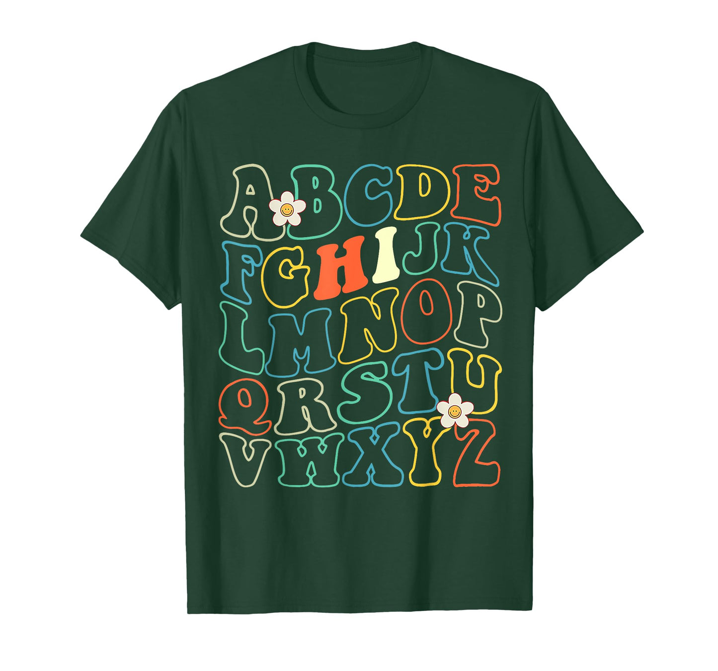 Funny Kindergarten Hi Alphabet Groovy Back To School Teacher Men Women Girls Kids T-Shirt