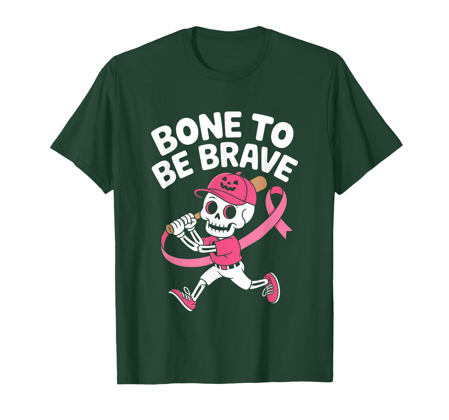 Baseball Skeleton Fighter Halloween Breast Cancer Awareness T-Shirt