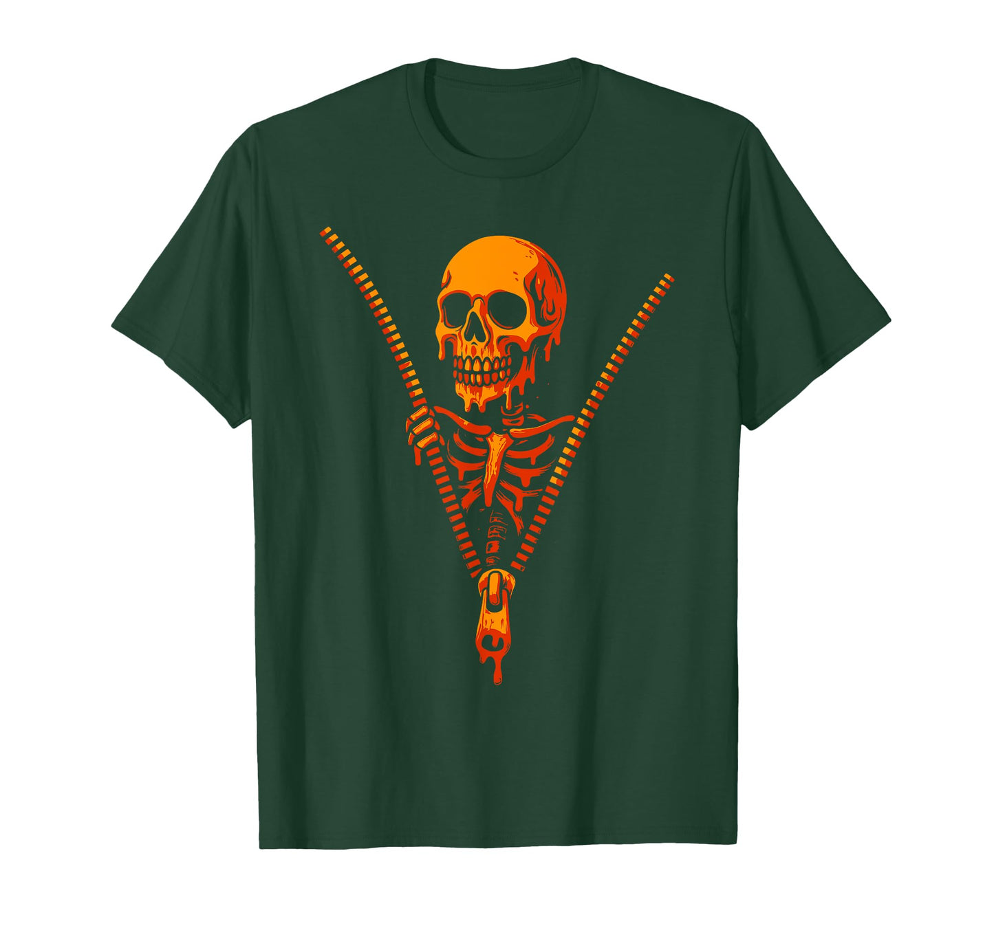 Melting Skeleton Unzipped Chest Halloween Creepy Costume T-Shirt