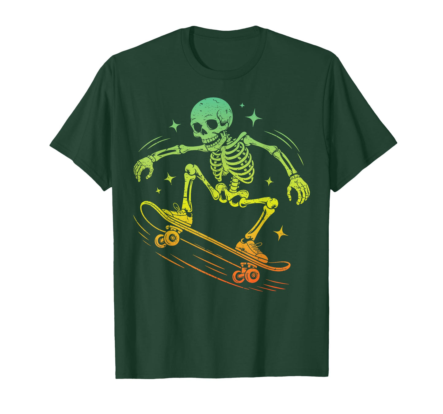 Skeleton Skate Skateboard Halloween Men Women Boys Kids T-Shirt