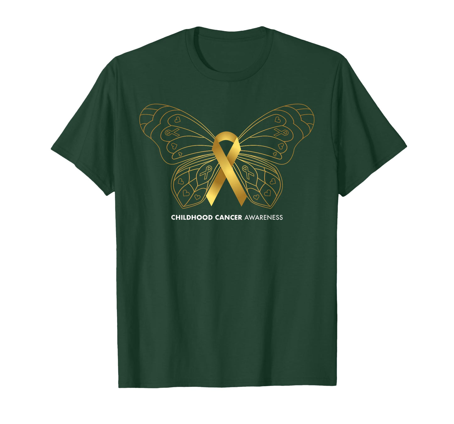 Childhood Cancer Awareness Shirts, Butterfly & Gold Ribbon T-Shirt