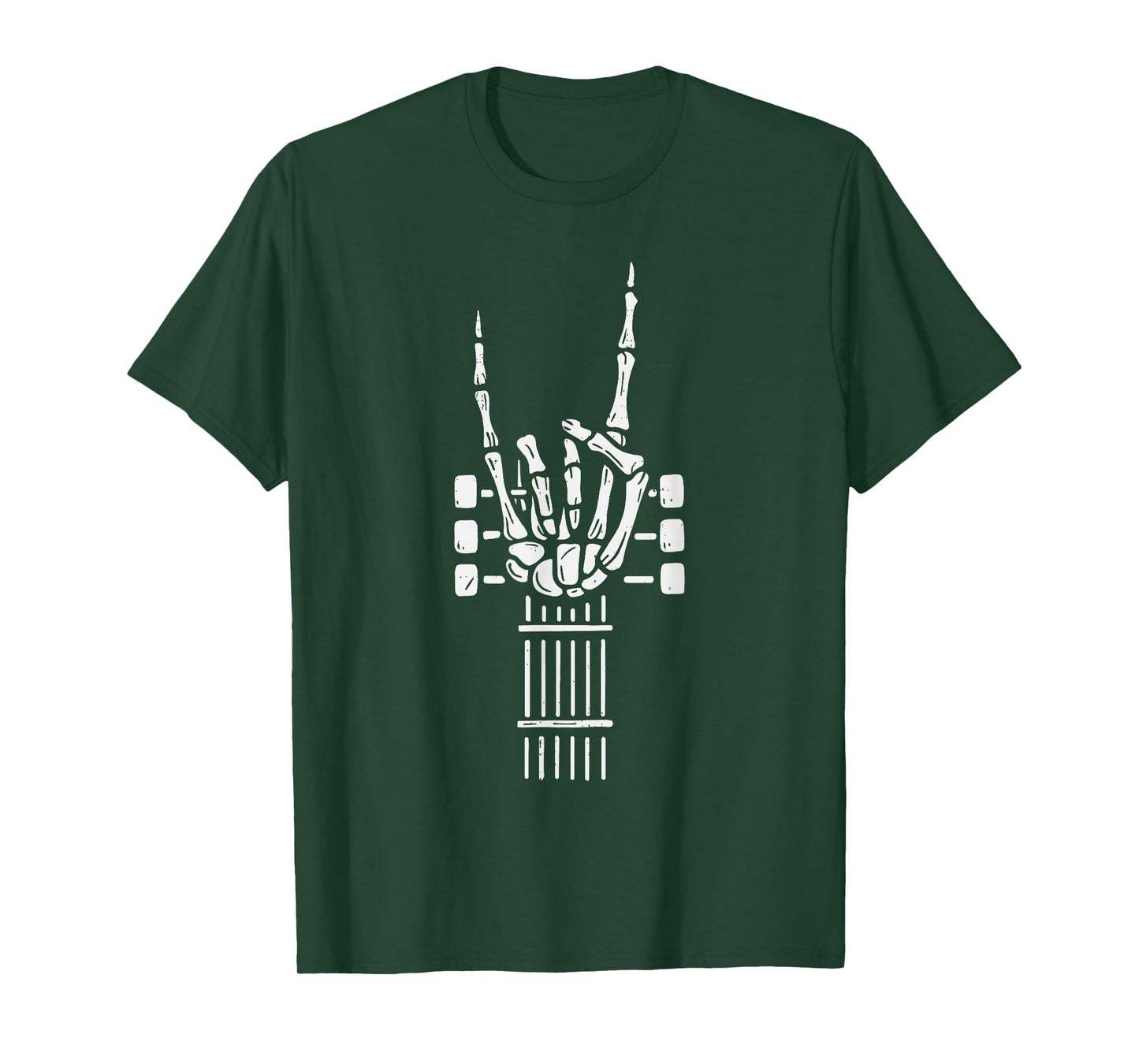 Rock On Skeleton Hand Guitar Guitarist Funny Music Halloween T-Shirt