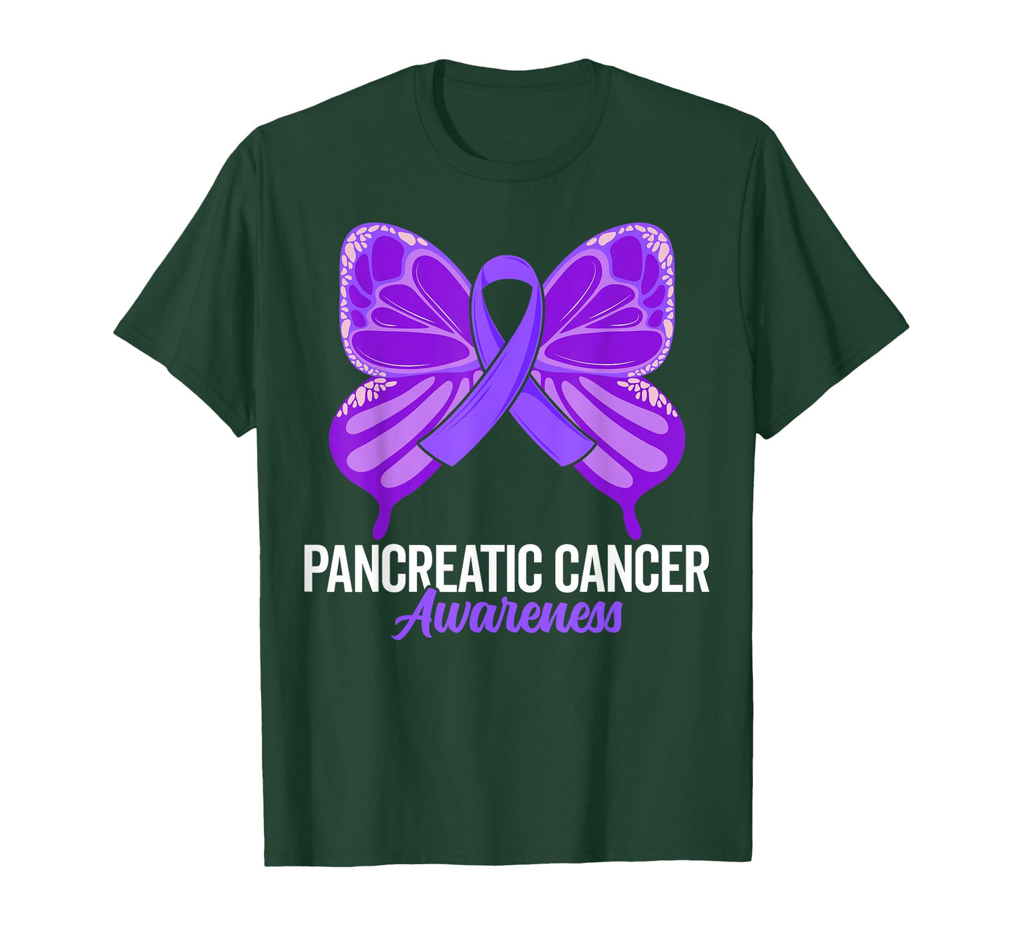 Pancreatic Cancer Awareness Purple Ribbon Butterfly Support T-Shirt