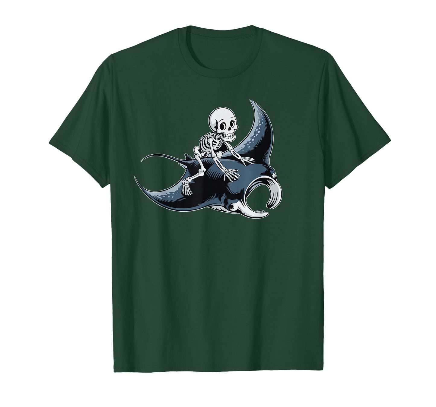 Spooky Manta Ray Skeleton Halloween T-Shirt
