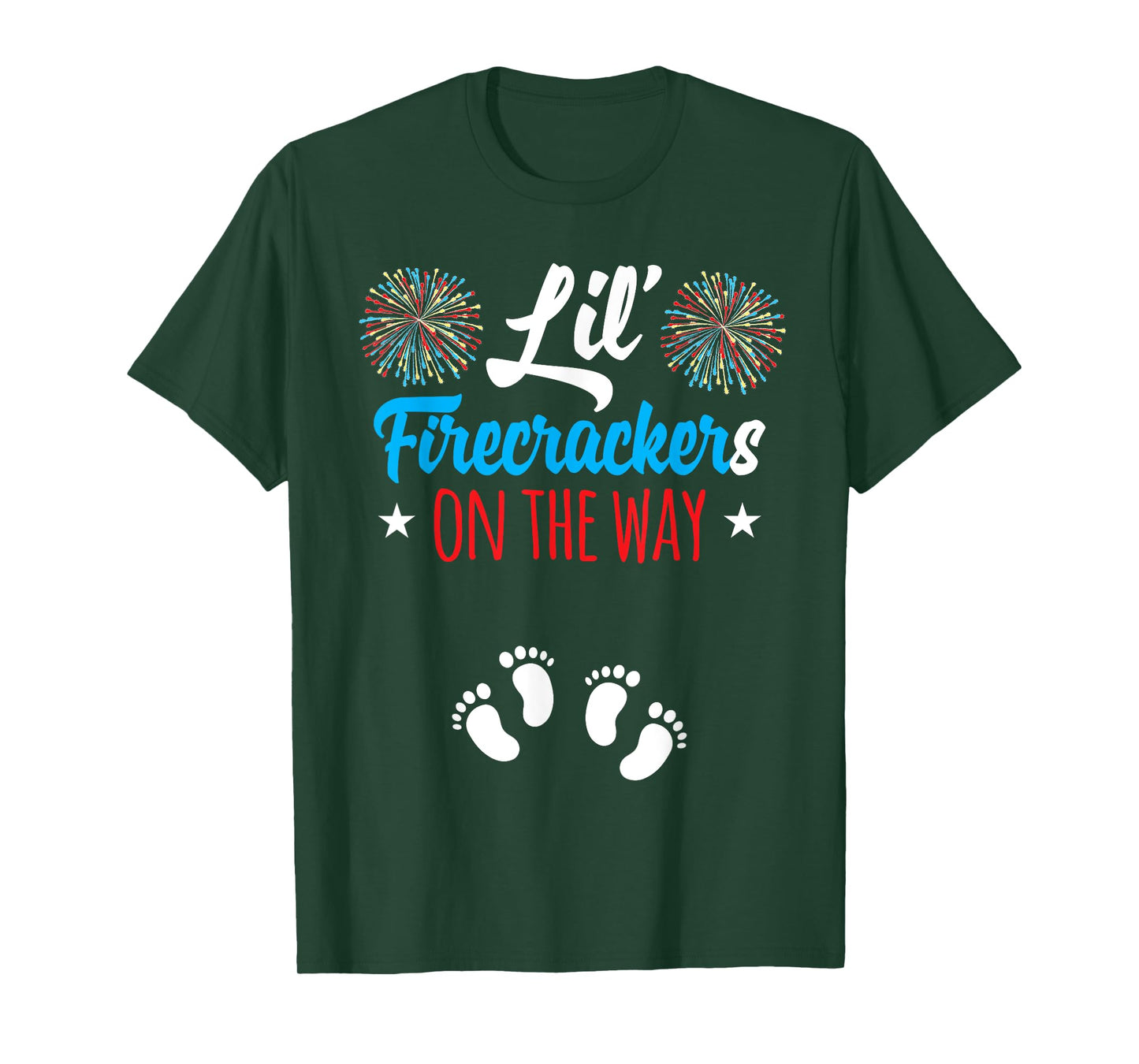 Mom of Twins Pregnancy Announcement 4th of July Pregnancy T-Shirt