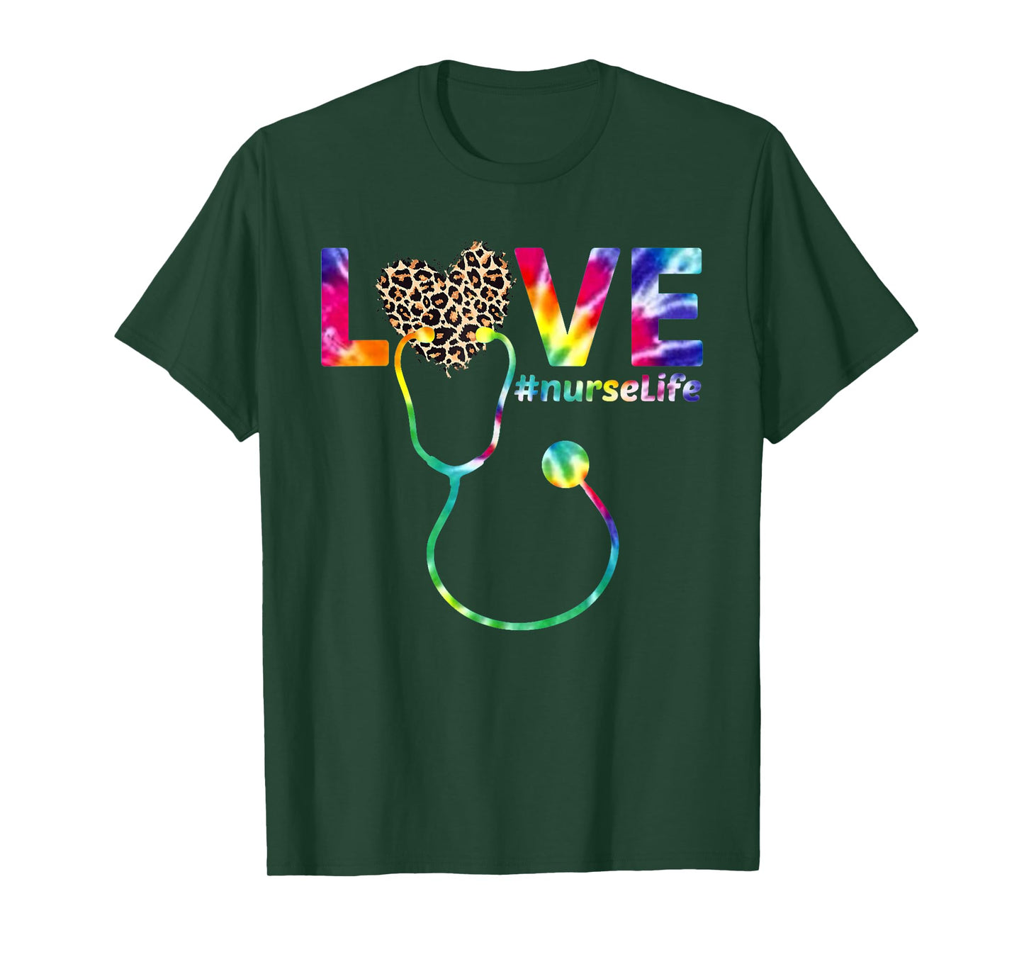 Nurse Life RN LPN CNA Healthcare Leopard Nurse Week tie dye T-Shirt