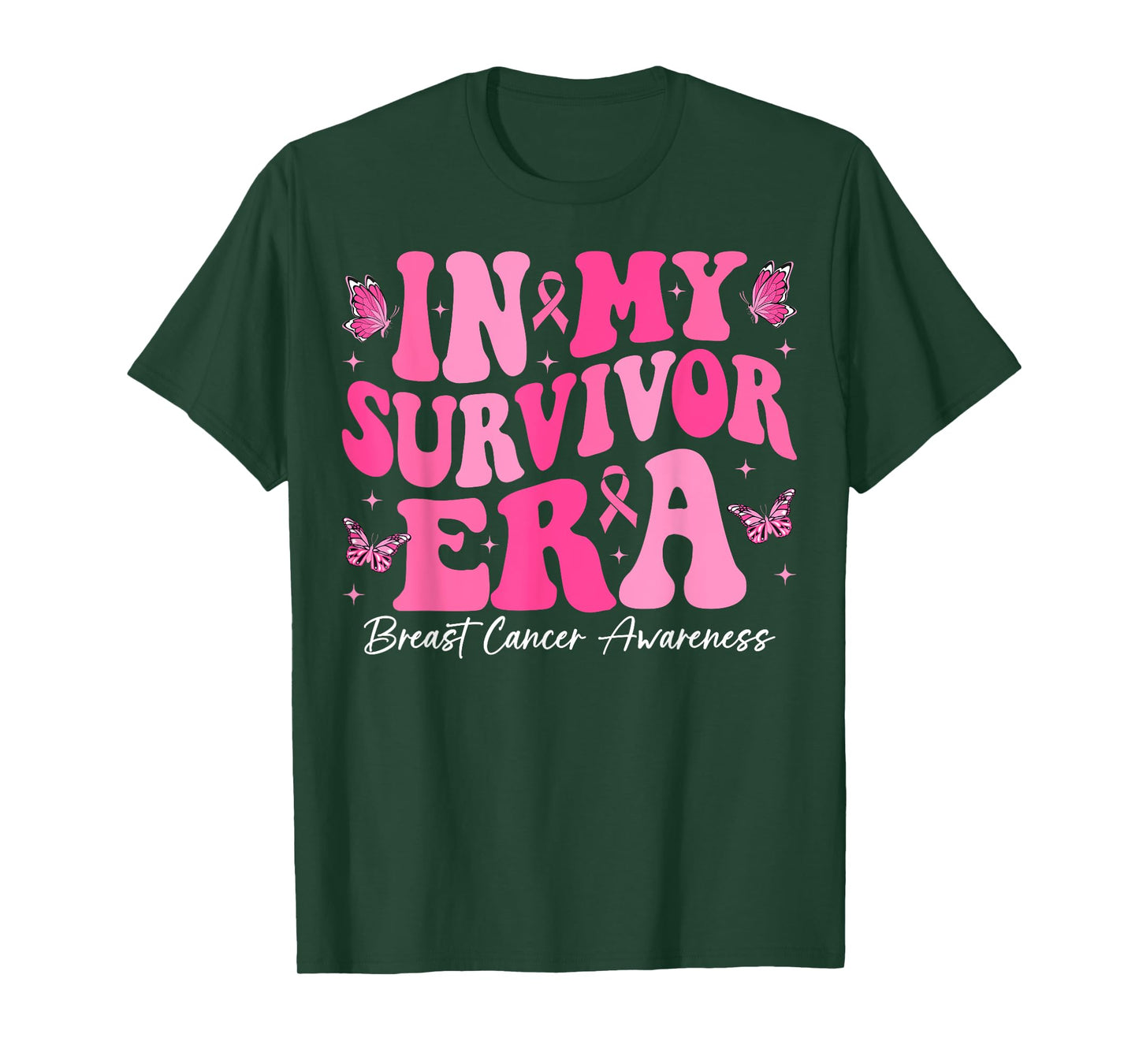 In My Survivor Era Retro Groovy Breast Cancer Awareness T-Shirt