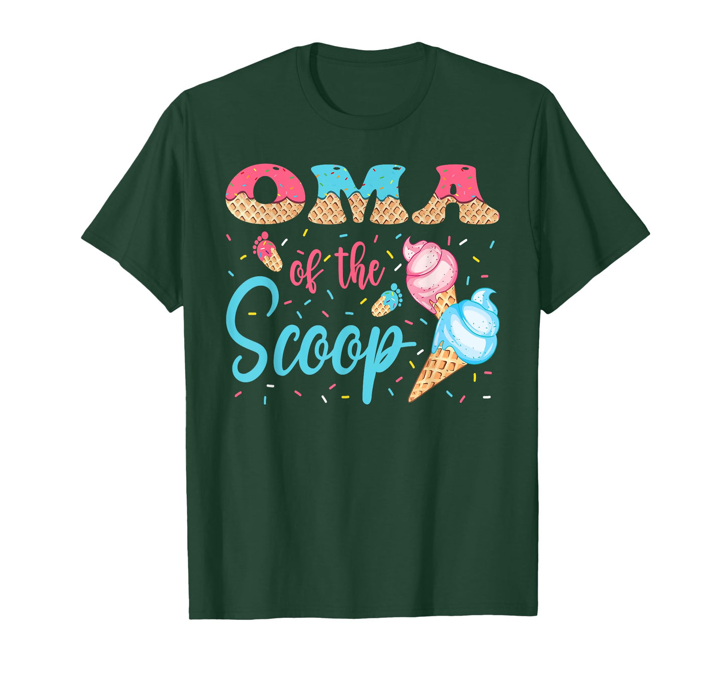Oma Of The Scoop Ice Cream Gender Reveal Baby Shower T-Shirt