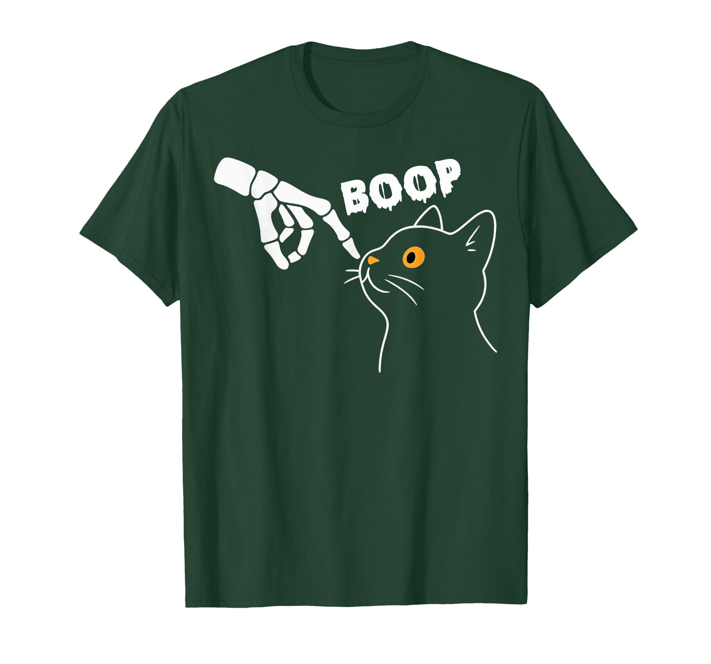 Skeleton Hand Boop On A Cat's Nose Funny Halloween Graphic T-Shirt