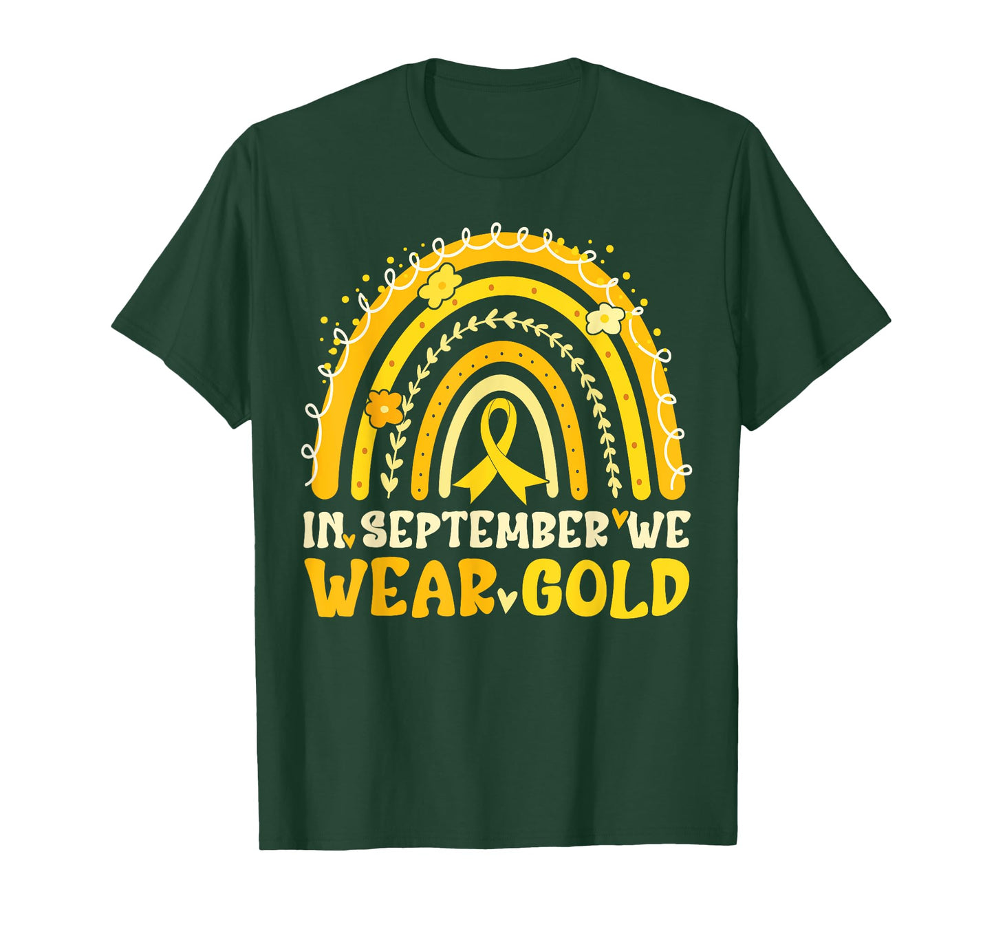 In September We Wear Gold Childhood Cancer Awareness Rainbow T-Shirt