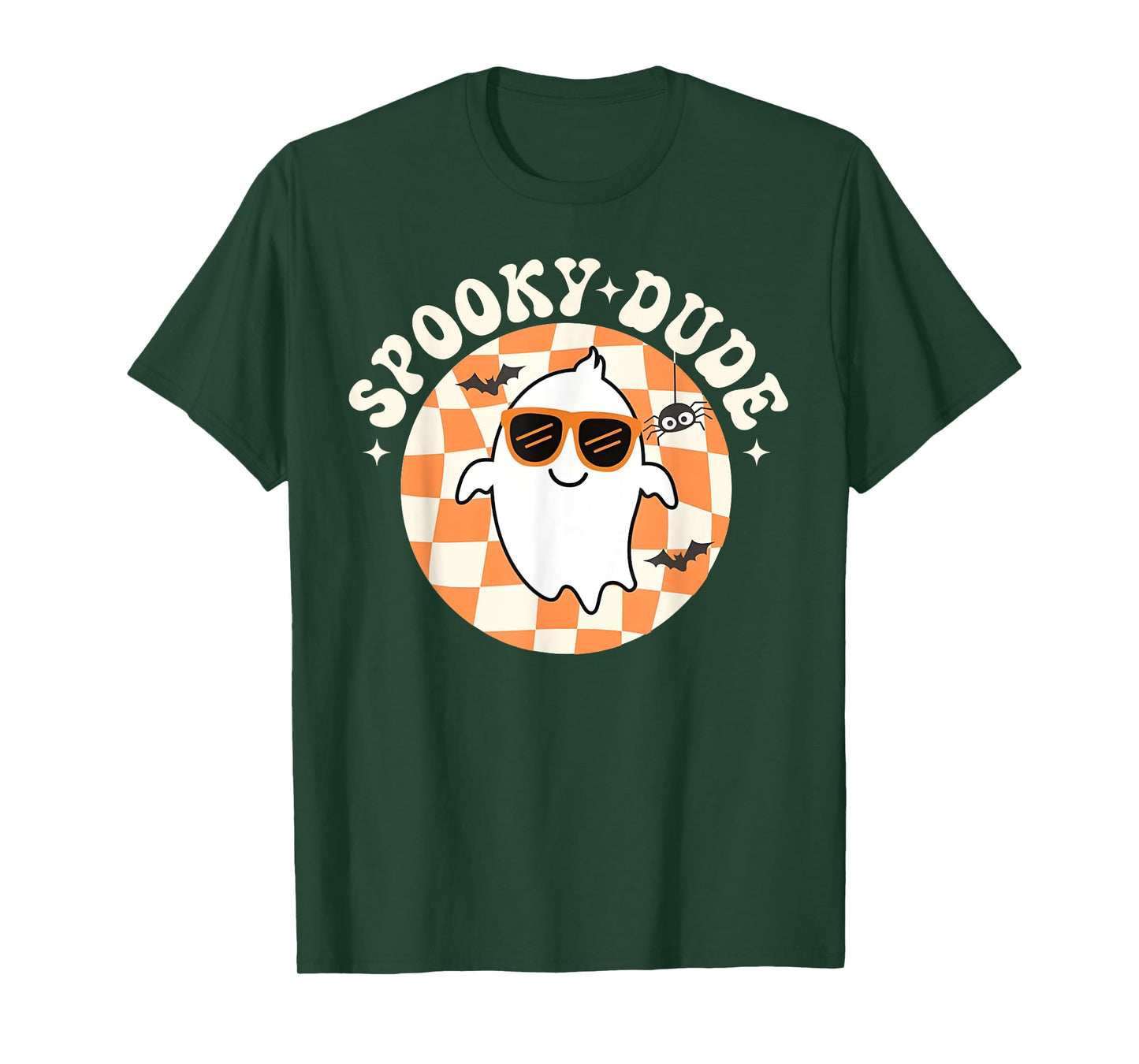 Groovy Spooky Dude Retro Checkered Ghost Halloween Toddler T-Shirt