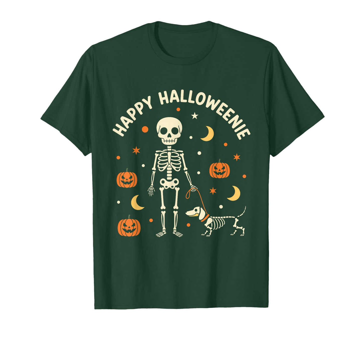 Happy Halloweenie Funny Halloween Skeleton Dachshund Dog T-Shirt