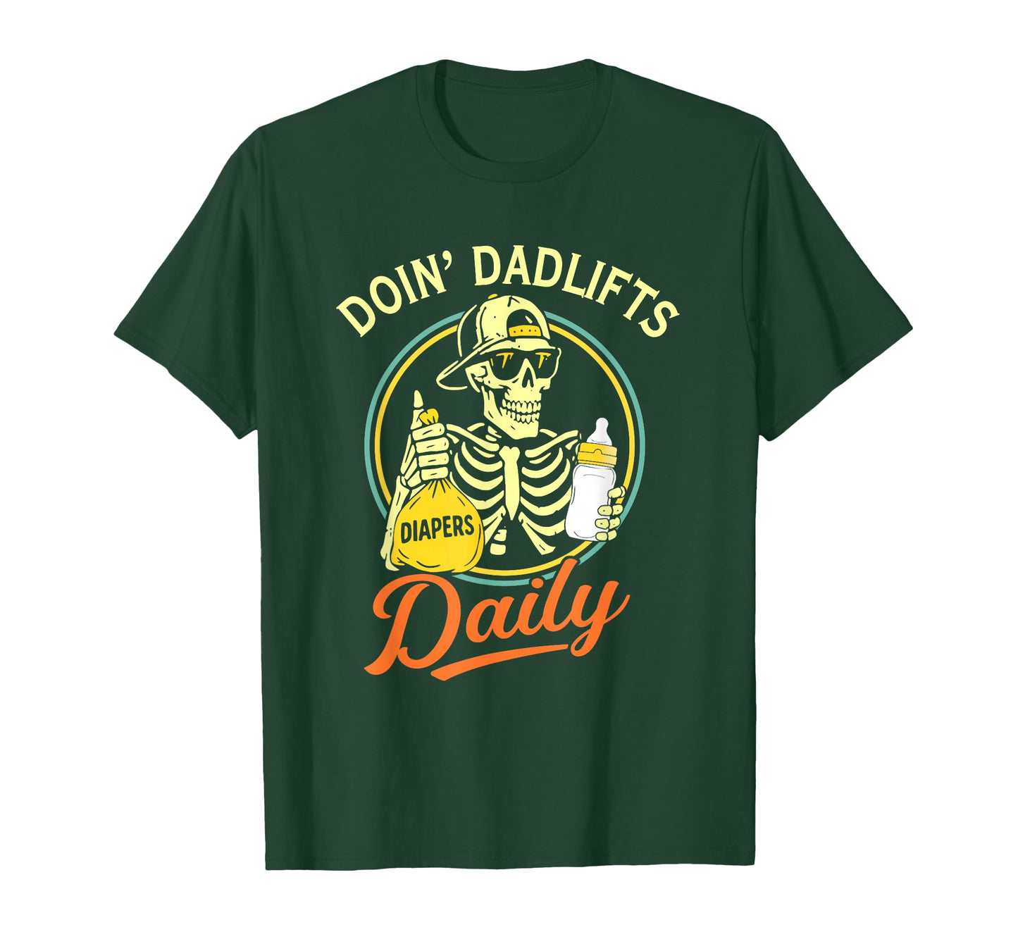 New Dad Doin' Dadlifts Daily Funny Fathers Day Skeleton Gym T-Shirt