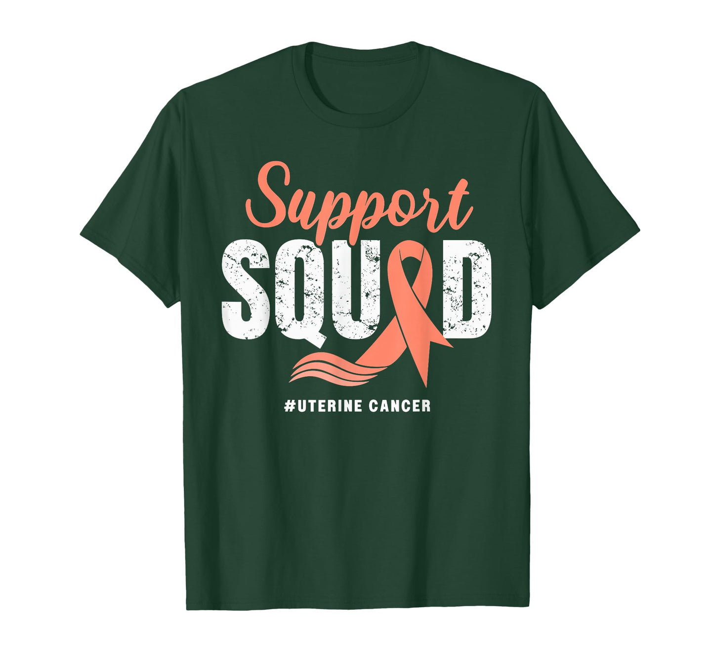 Uterine Cancer Support Squad Wear Peach Ribbon Awareness T-Shirt