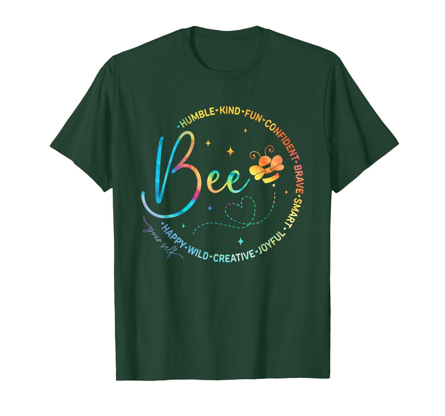 Bee Happy Kind Brave Humble Smart Positive Bumblebee Womens T-Shirt