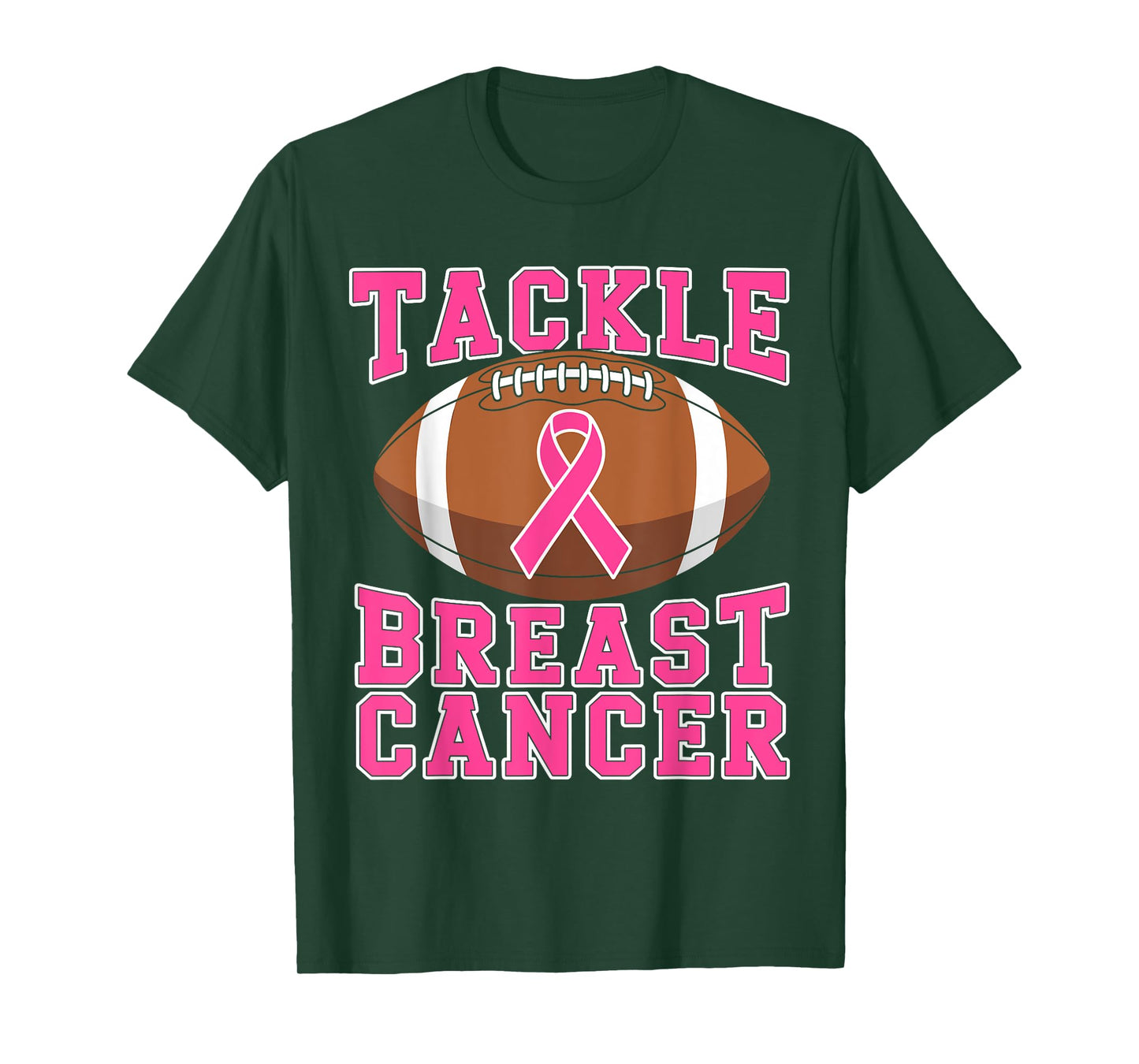 Tackle Cancer Pink Ribbon Football Breast Cancer Awareness T-Shirt