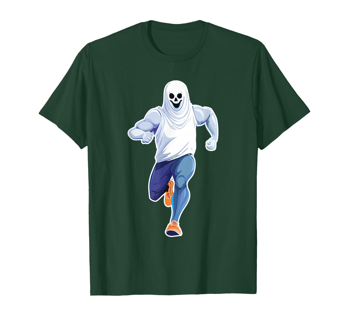 Scary Spooky Ghost Halloween Runner Marathon Gym Workout T-Shirt
