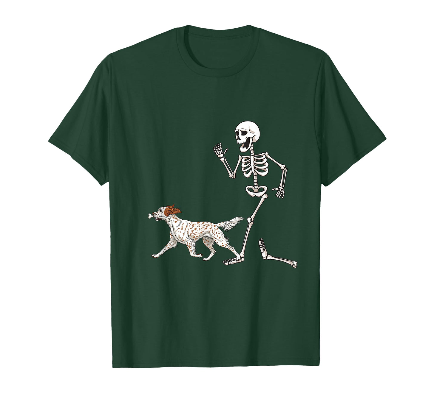 Funny Halloween English Setter and Skeleton T-Shirt