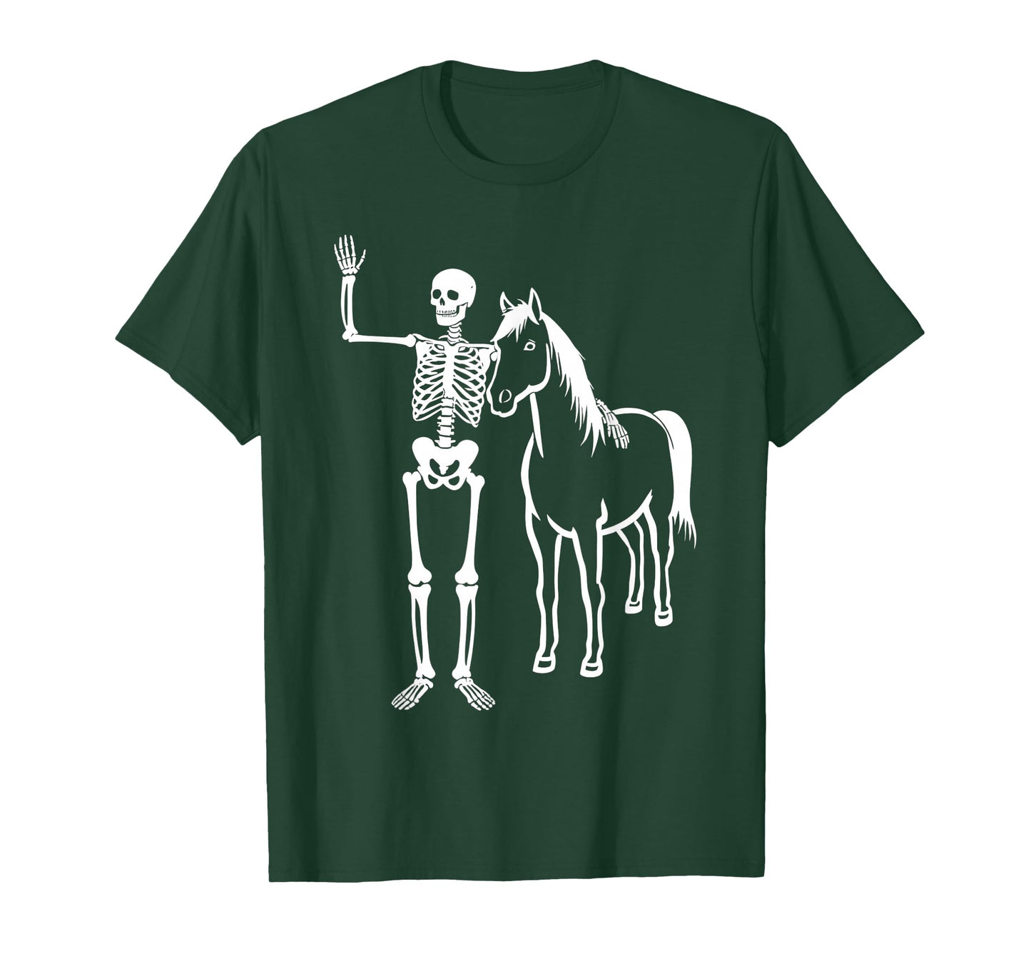 Funny Skeleton and Horse Cute Halloween Cowboy Men Women T-Shirt