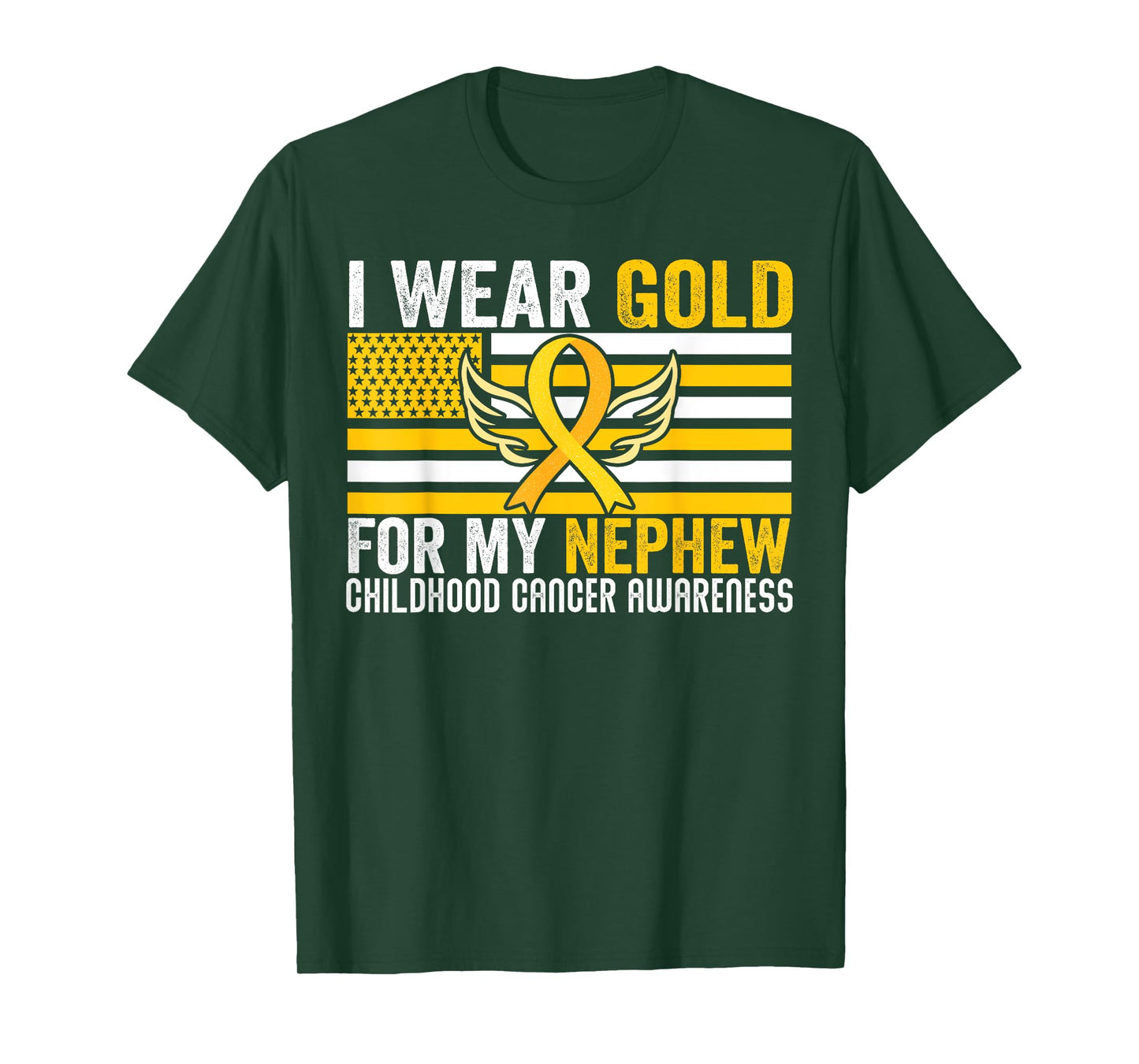 I Wear Gold For My Nephew Childhood Cancer Awareness USA T-Shirt