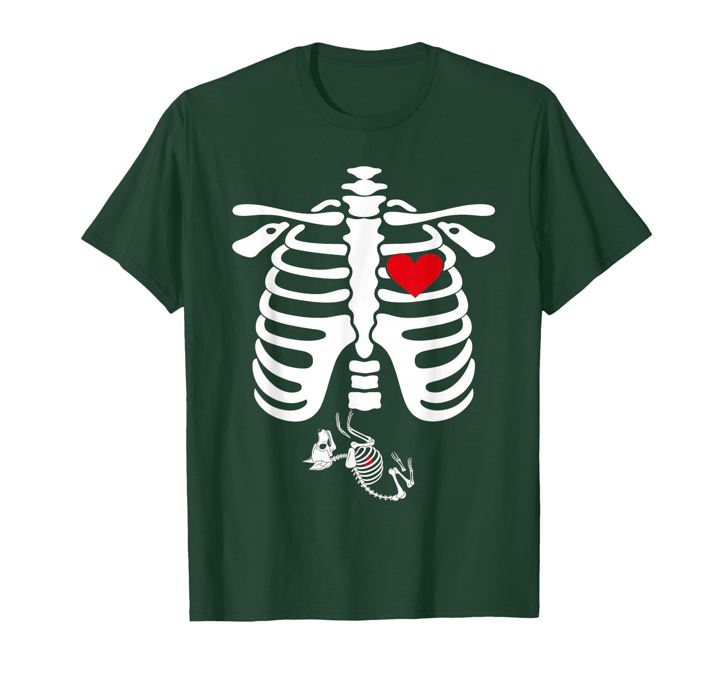 Skeleton Pregnancy Announcement Siberian Husky Dog Halloween T-Shirt