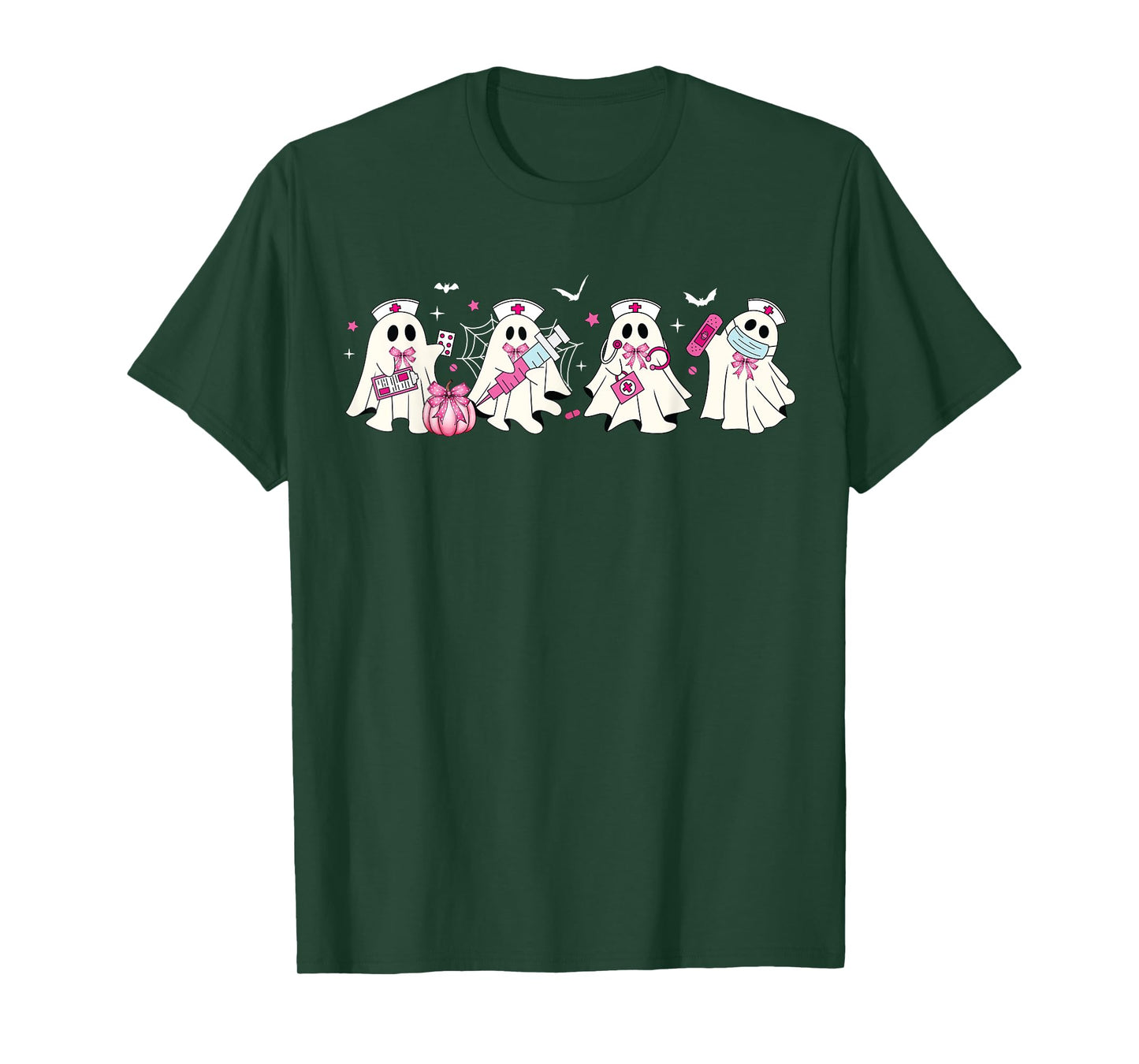 Ghost Nurses Halloween Crew Funny Costume Scrub Top Women T-Shirt
