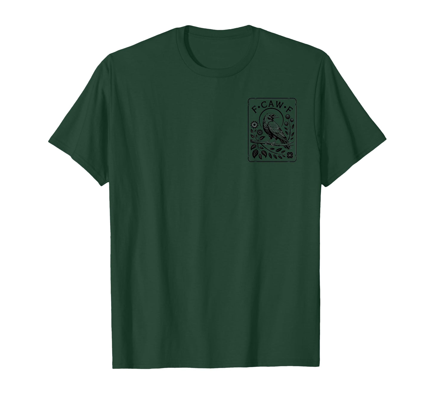 F-CAW-F Vintage Raven Artwork Gothic Bird Floral Style T-Shirt