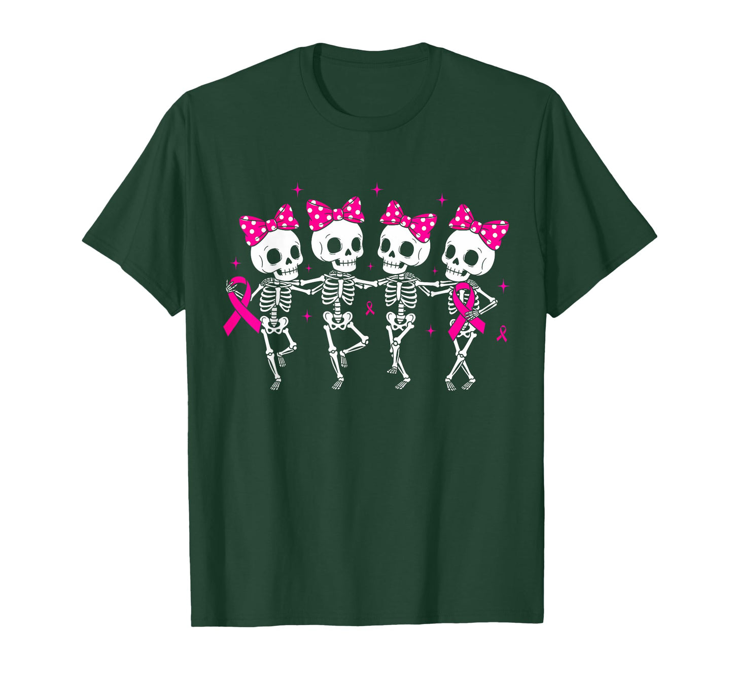 Funny Skeleton Pink Ribbon Breast Cancer Awareness T-Shirt