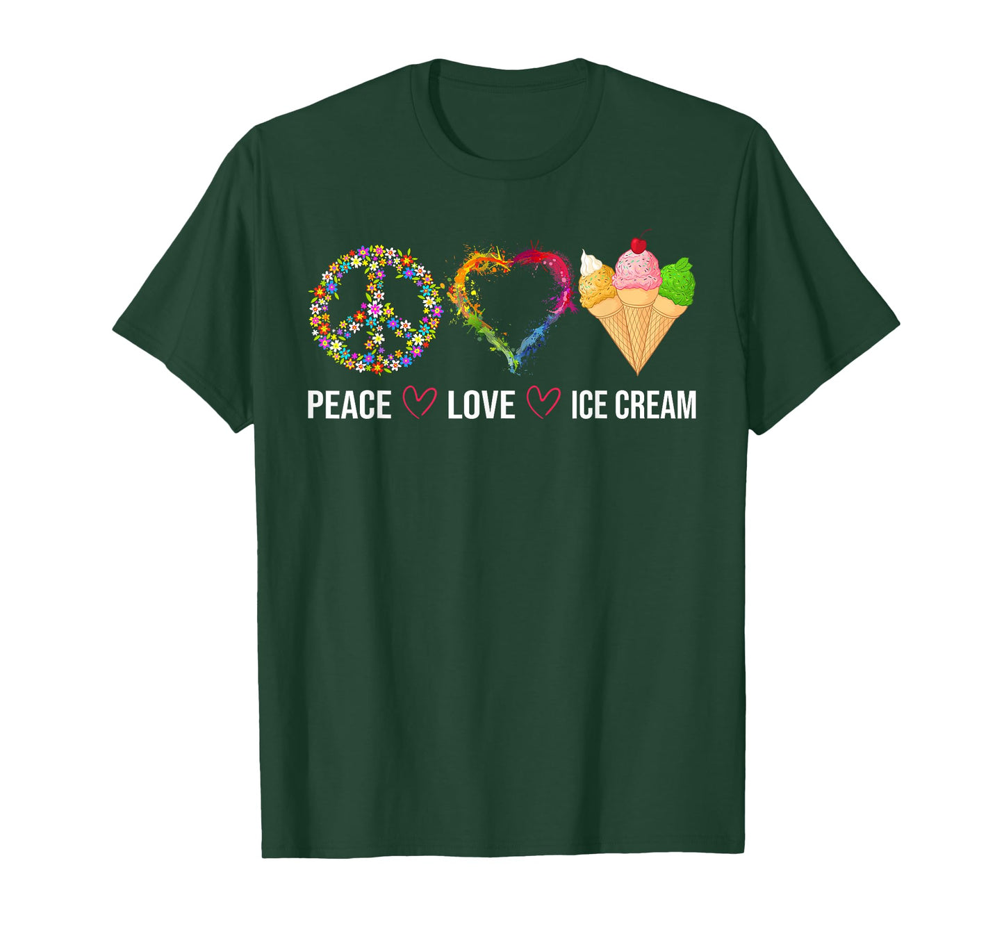 Peace Love Ice Cream Cute for Girls Teens Women T-Shirt