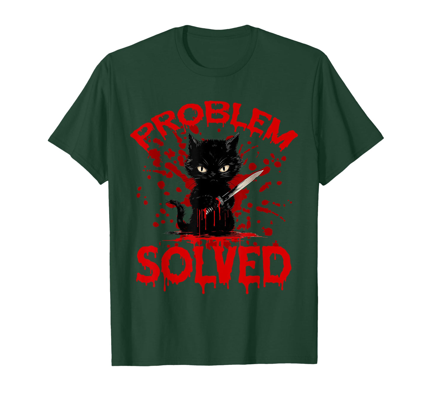 Problem Solved Black cat T-Shirt for Men Women