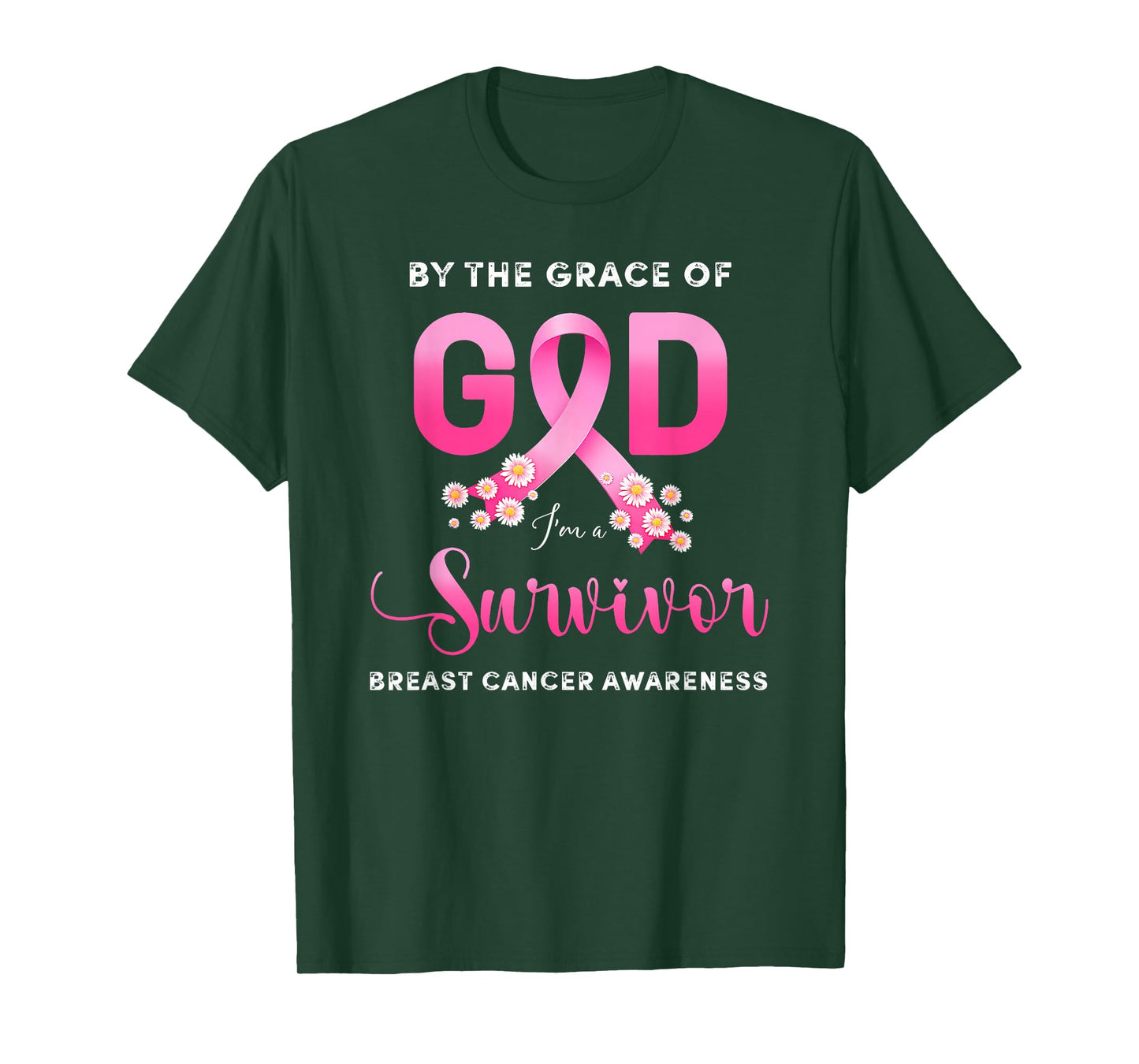Christian by Grace of God Survivor Breast Cancer Awareness T-Shirt