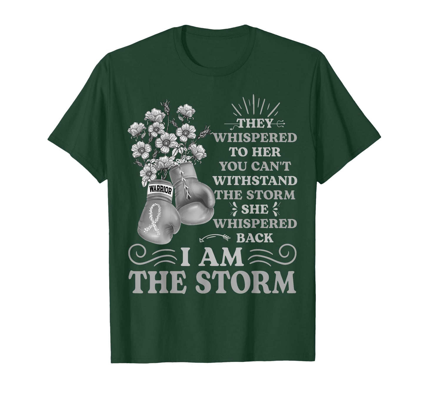 I'm The Storm Boxing Warrior Pearl Ribbon Women Lung Cancer T-Shirt
